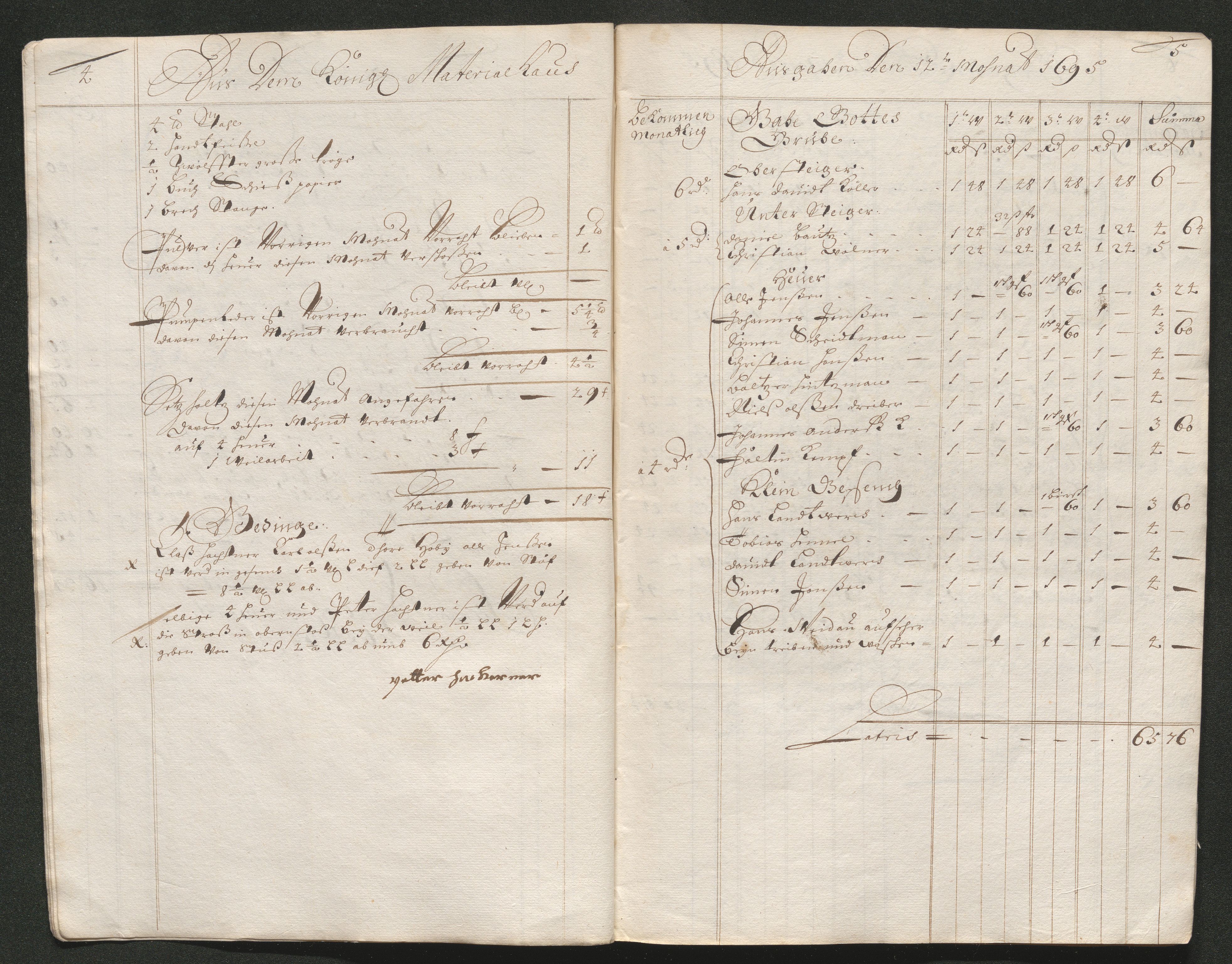 Kongsberg Sølvverk 1623-1816, AV/SAKO-EA-3135/001/D/Dc/Dcd/L0068: Utgiftsregnskap for gruver m.m., 1694-1695, p. 487