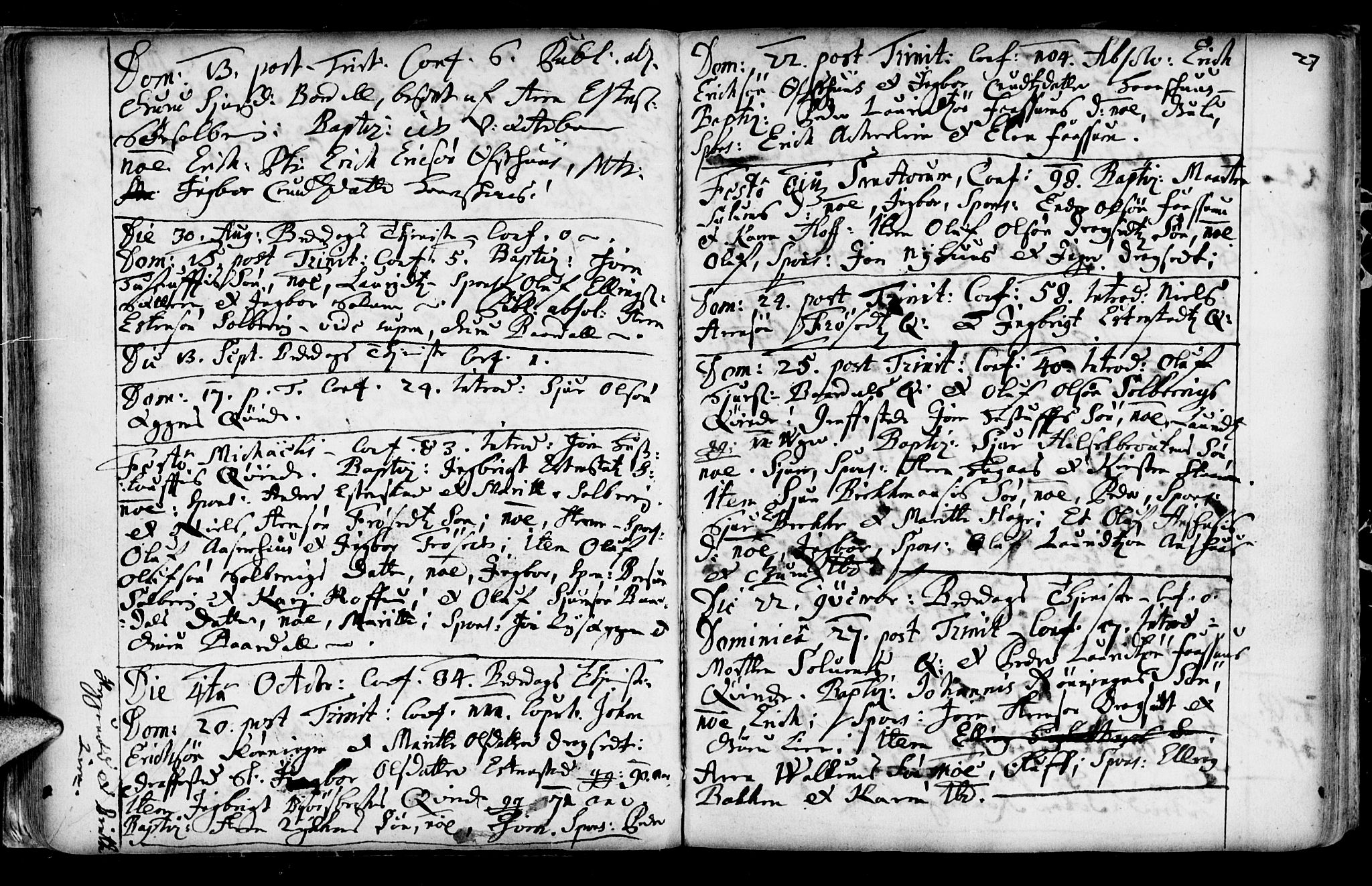 Ministerialprotokoller, klokkerbøker og fødselsregistre - Sør-Trøndelag, SAT/A-1456/689/L1036: Parish register (official) no. 689A01, 1696-1746, p. 27