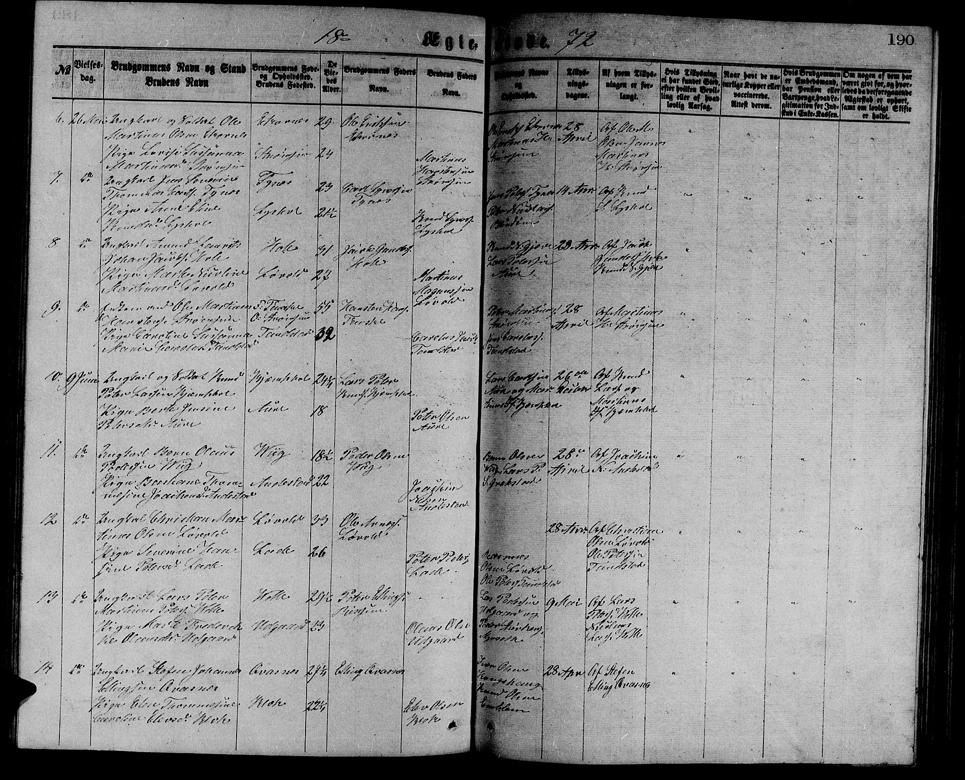 Ministerialprotokoller, klokkerbøker og fødselsregistre - Møre og Romsdal, AV/SAT-A-1454/523/L0338: Parish register (copy) no. 523C01, 1865-1877, p. 190