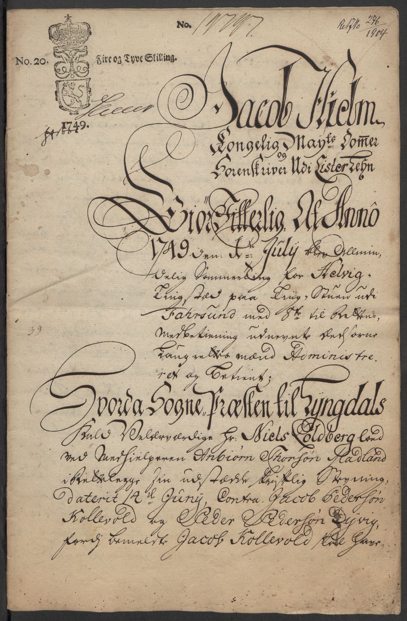 Riksarkivets diplomsamling, RA/EA-5965/F15/L0033: Prestearkiv Vest-Agder, 1748-1837, p. 323