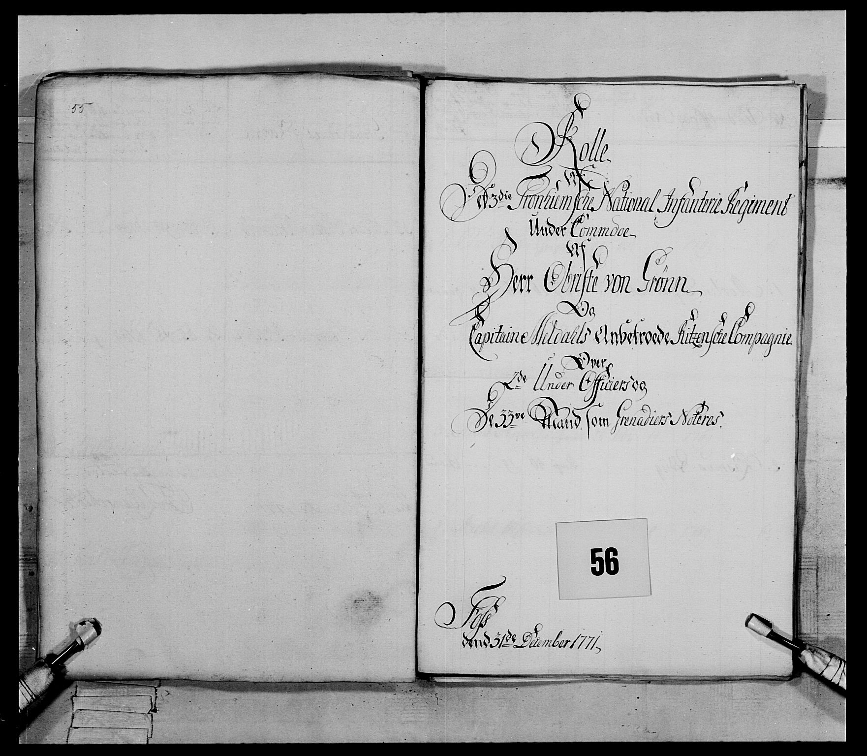 Generalitets- og kommissariatskollegiet, Det kongelige norske kommissariatskollegium, RA/EA-5420/E/Eh/L0084: 3. Trondheimske nasjonale infanteriregiment, 1769-1773, p. 232