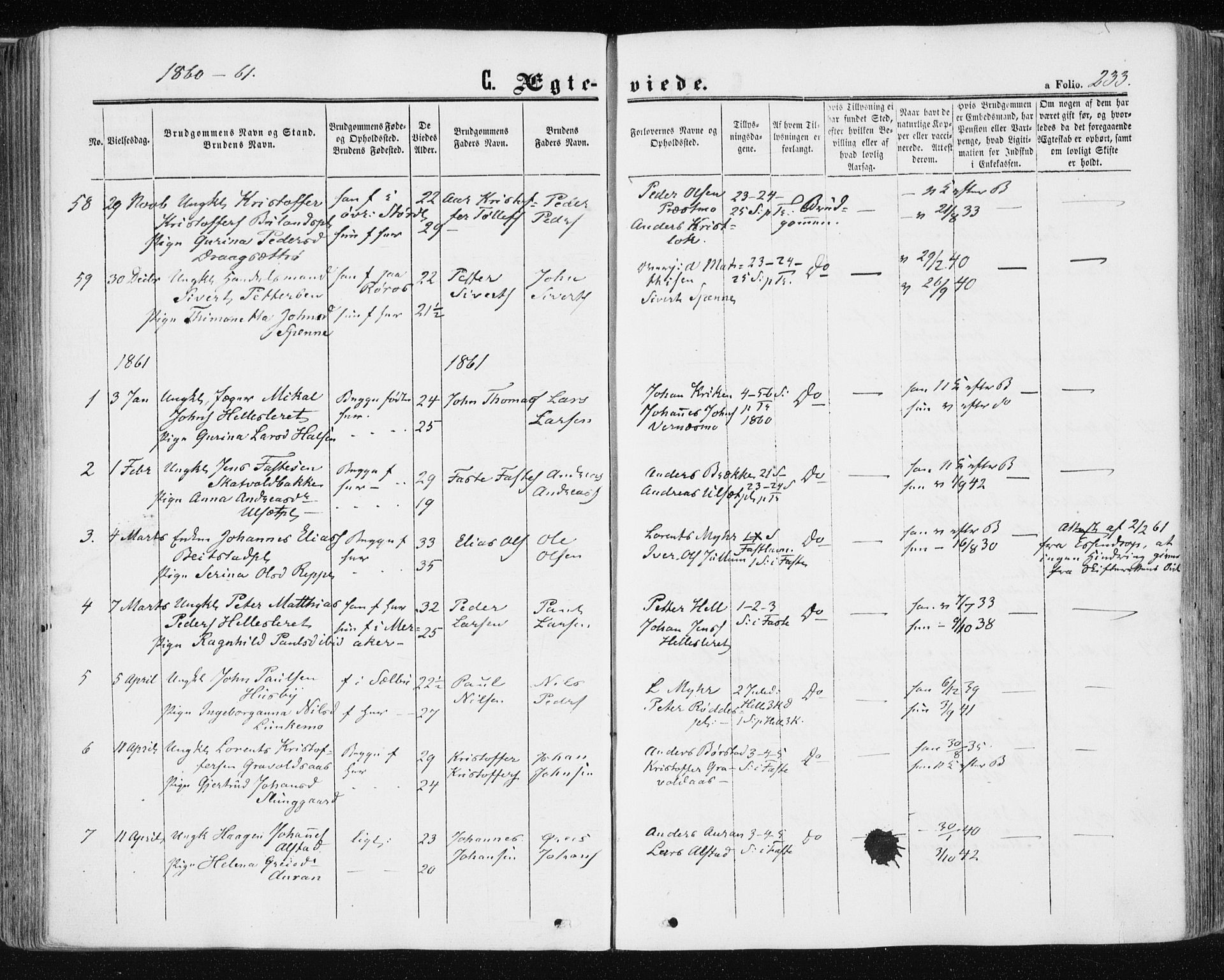 Ministerialprotokoller, klokkerbøker og fødselsregistre - Nord-Trøndelag, SAT/A-1458/709/L0075: Parish register (official) no. 709A15, 1859-1870, p. 233