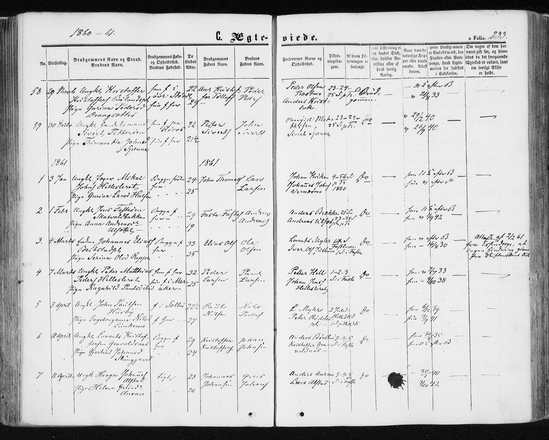 Ministerialprotokoller, klokkerbøker og fødselsregistre - Nord-Trøndelag, AV/SAT-A-1458/709/L0075: Parish register (official) no. 709A15, 1859-1870, p. 233