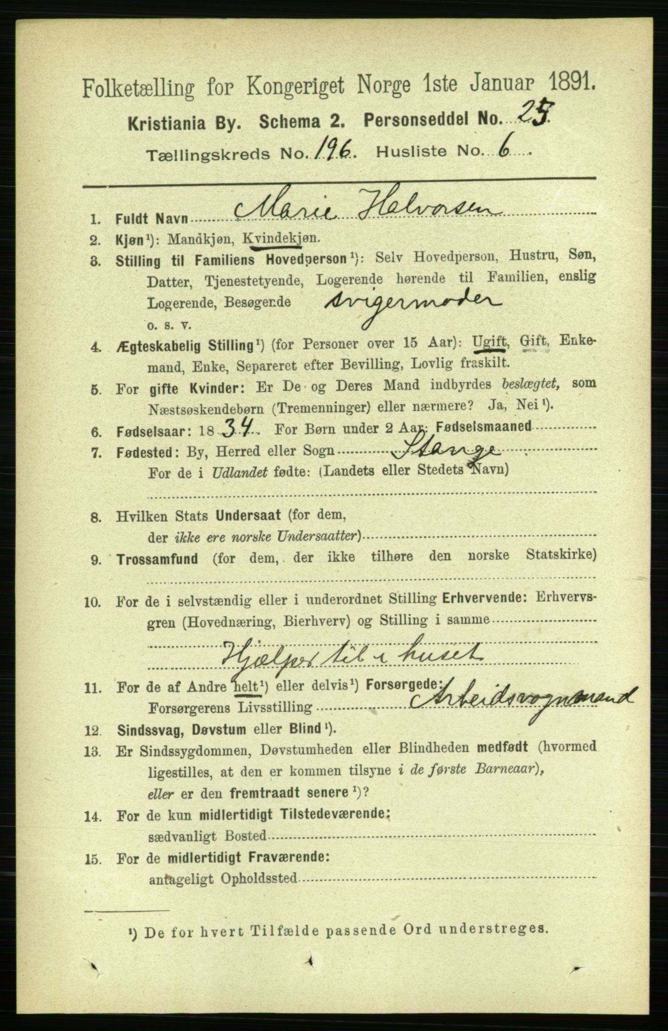 RA, 1891 census for 0301 Kristiania, 1891, p. 118404