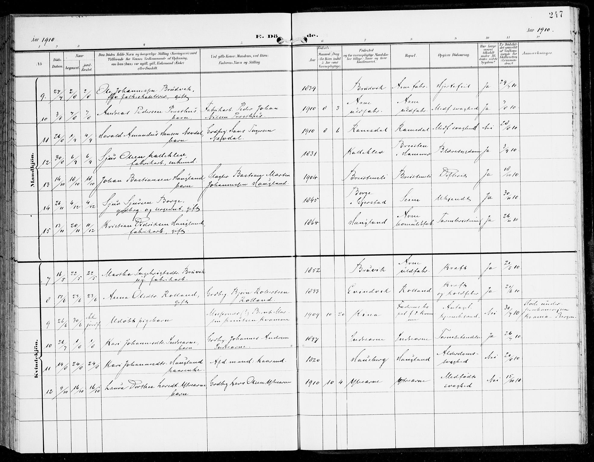 Haus sokneprestembete, AV/SAB-A-75601/H/Haa: Parish register (official) no. D 2, 1899-1912, p. 247