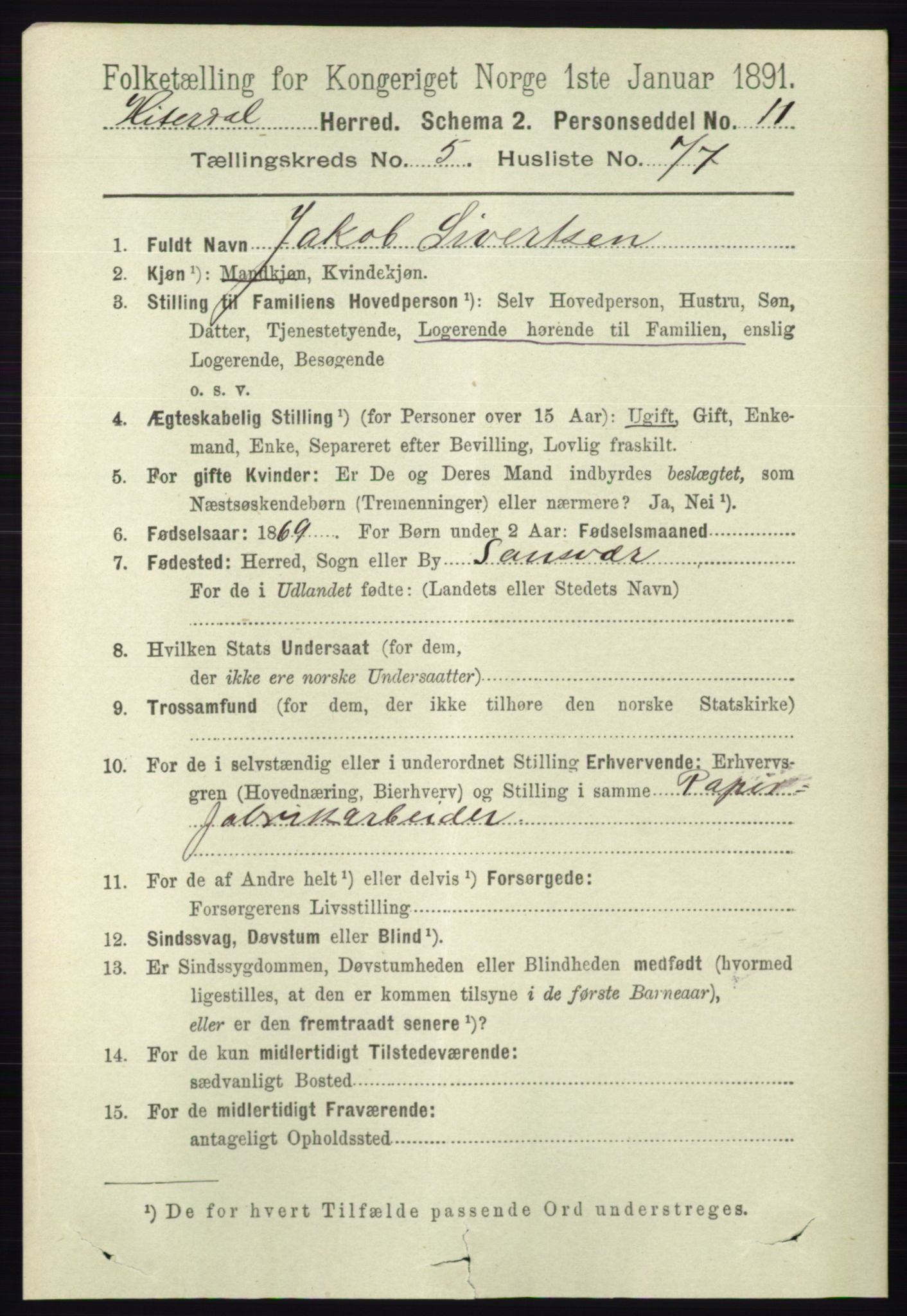 RA, 1891 census for 0823 Heddal, 1891, p. 2519