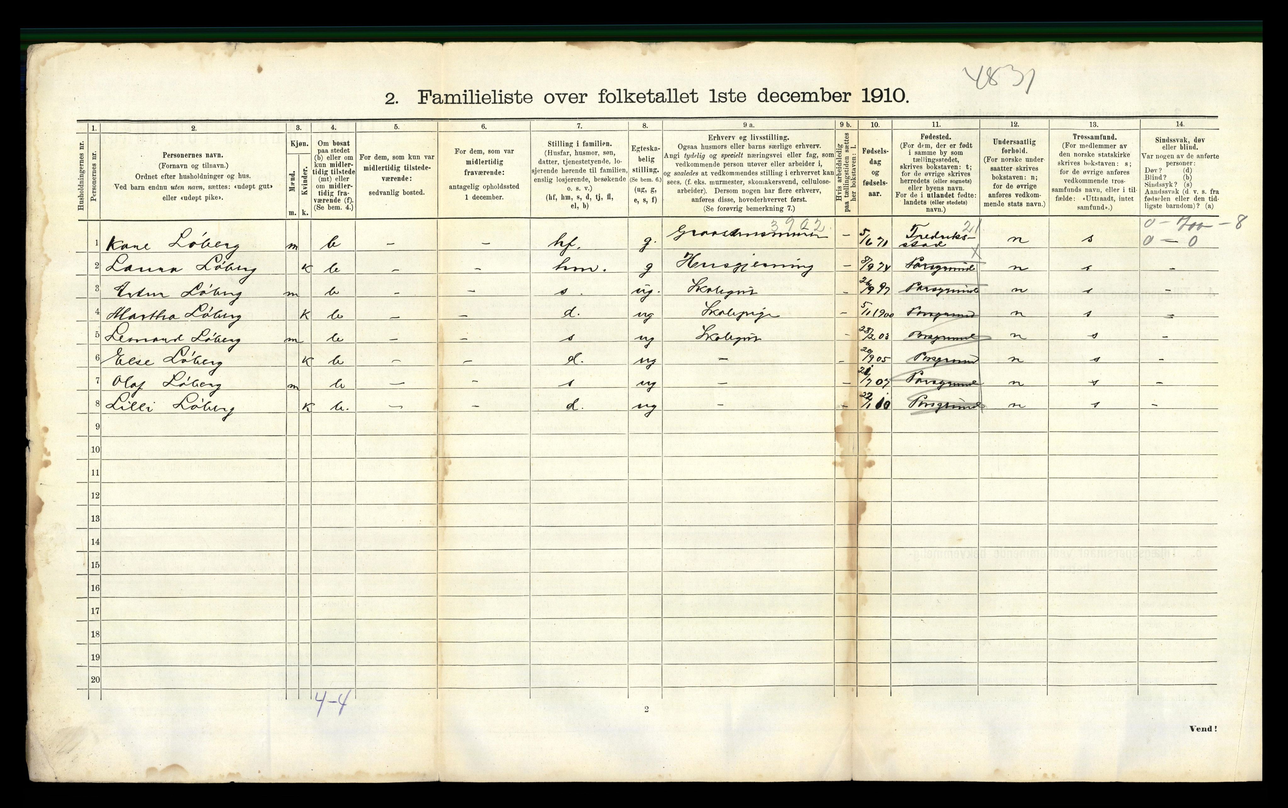 RA, 1910 census for Porsgrunn, 1910, p. 49