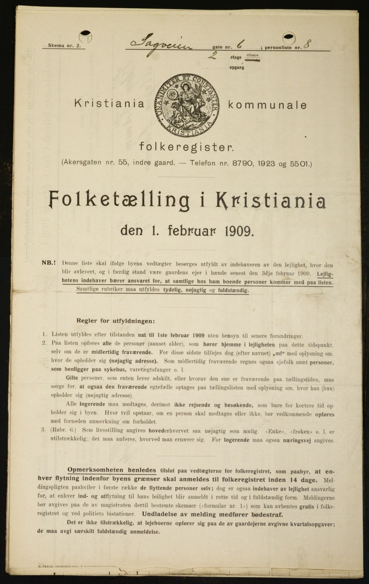 OBA, Municipal Census 1909 for Kristiania, 1909, p. 78616