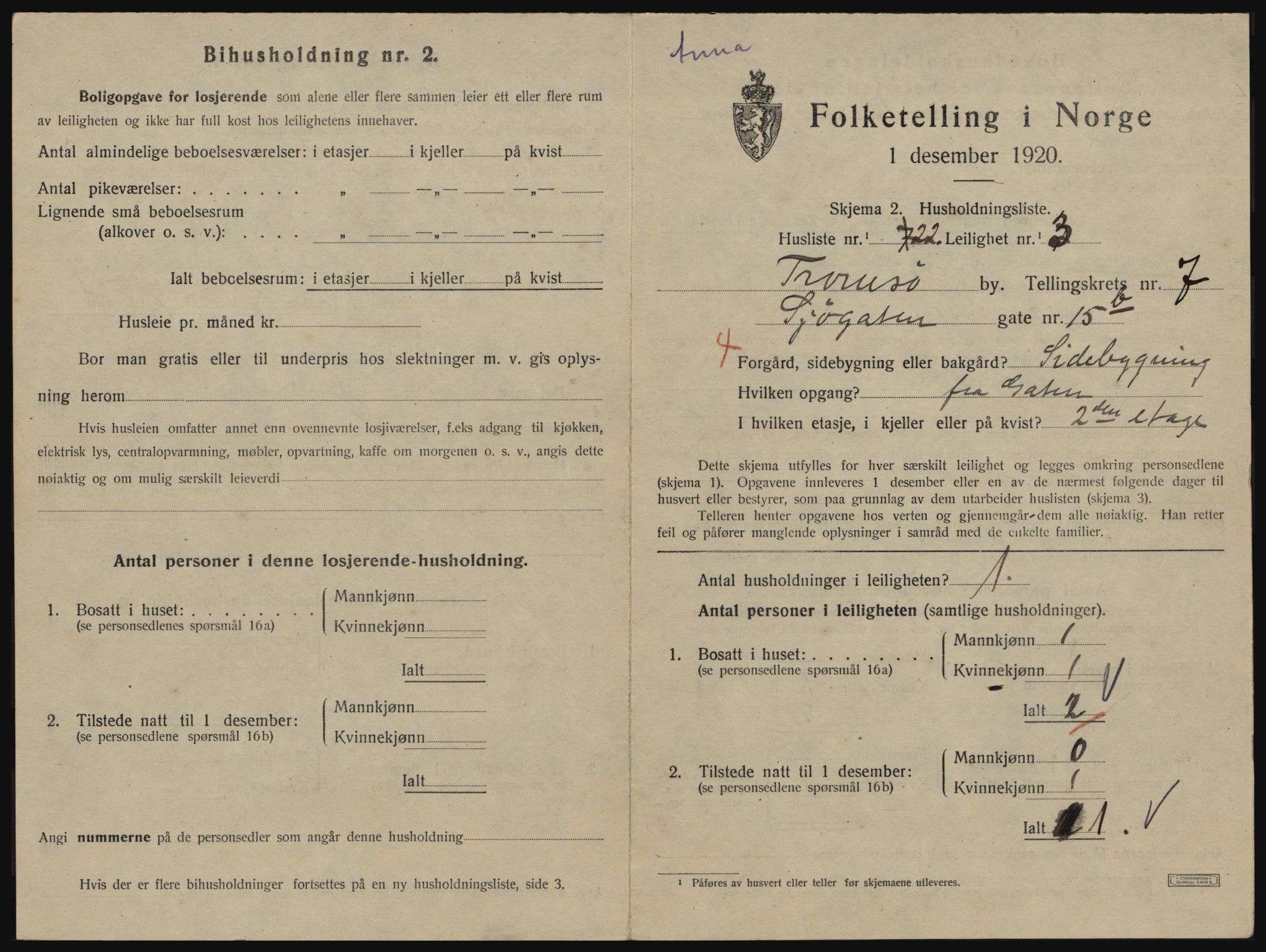 SATØ, 1920 census for Tromsø, 1920, p. 4315