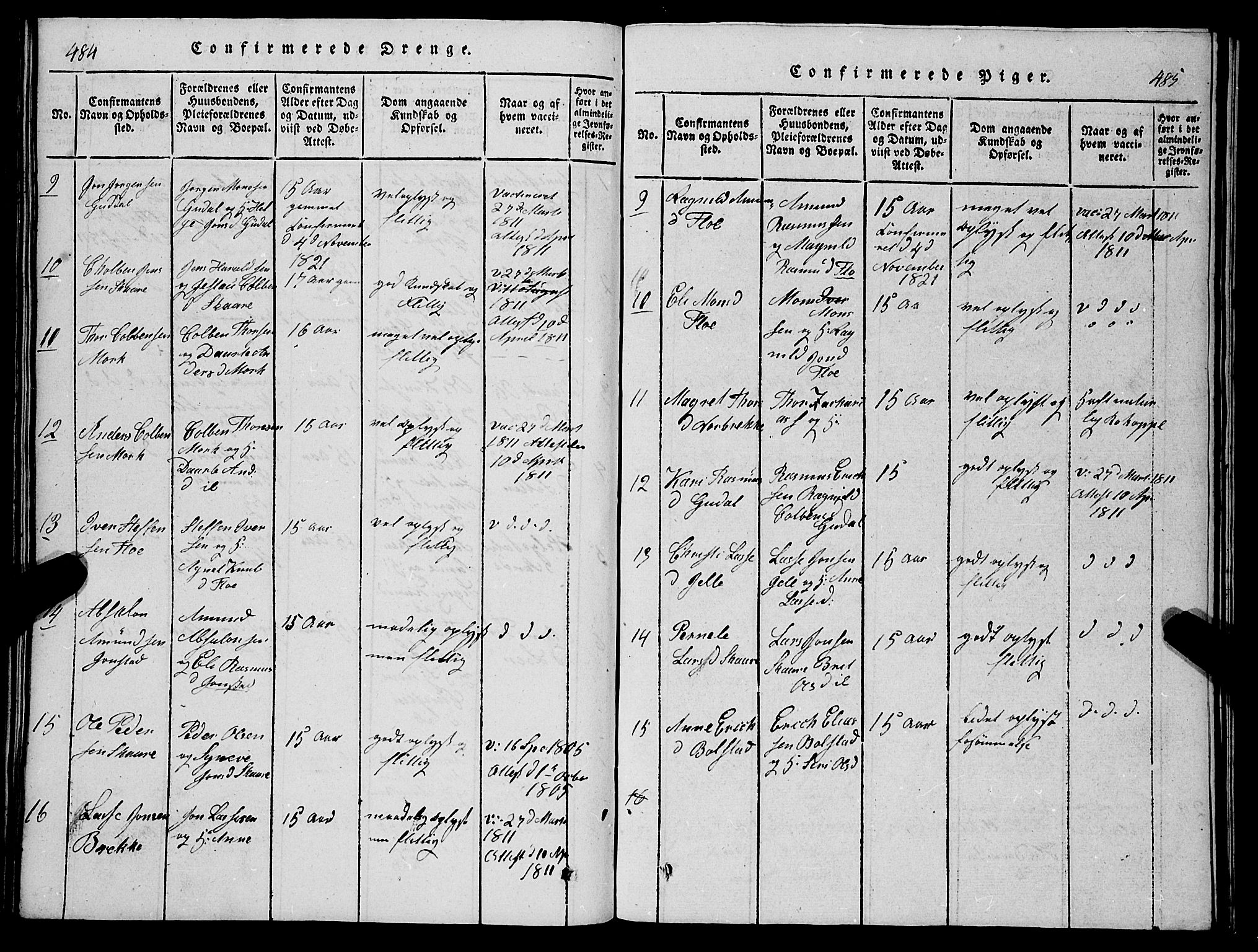 Stryn Sokneprestembete, SAB/A-82501: Parish register (copy) no. C 1, 1801-1845, p. 484-485