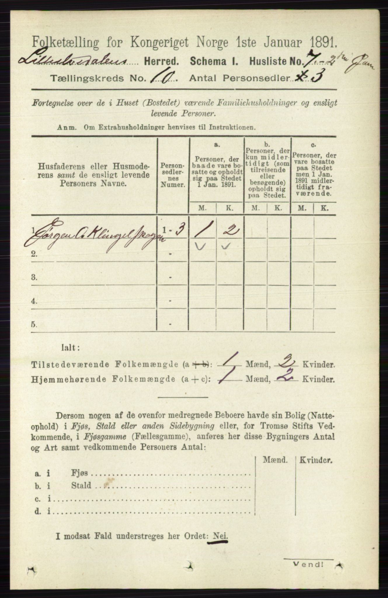 RA, 1891 census for 0438 Lille Elvedalen, 1891, p. 3360