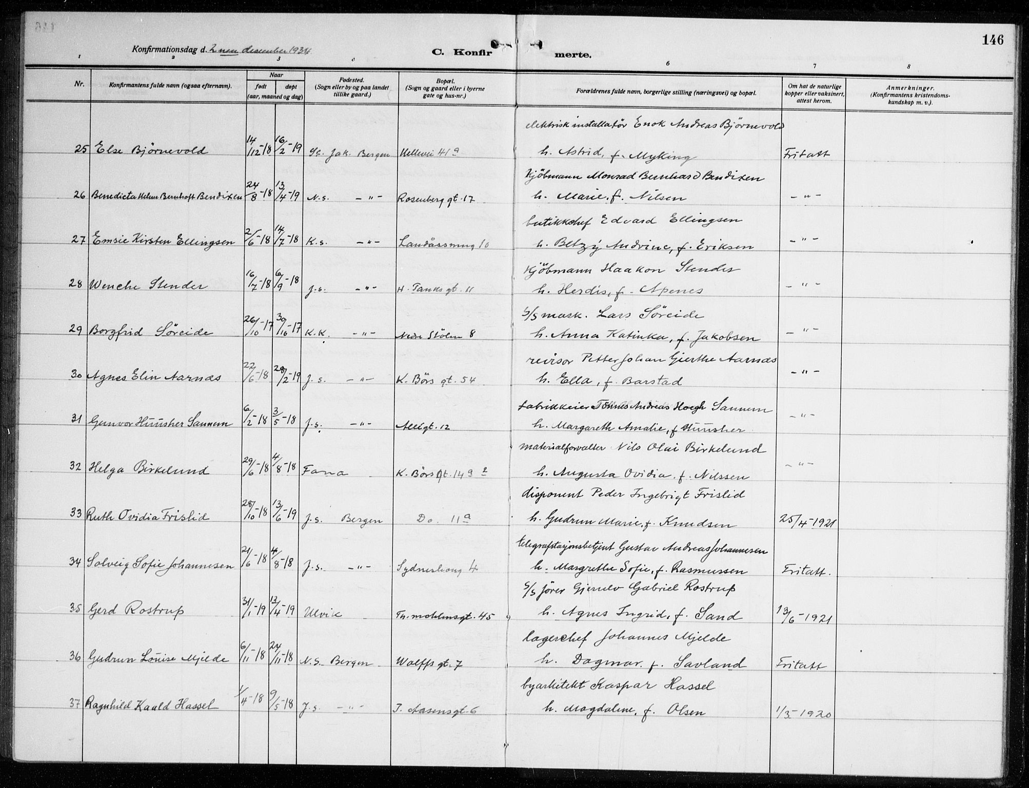 Johanneskirken sokneprestembete, AV/SAB-A-76001/H/Haa/L0010: Parish register (official) no. C 3, 1925-1935, p. 146