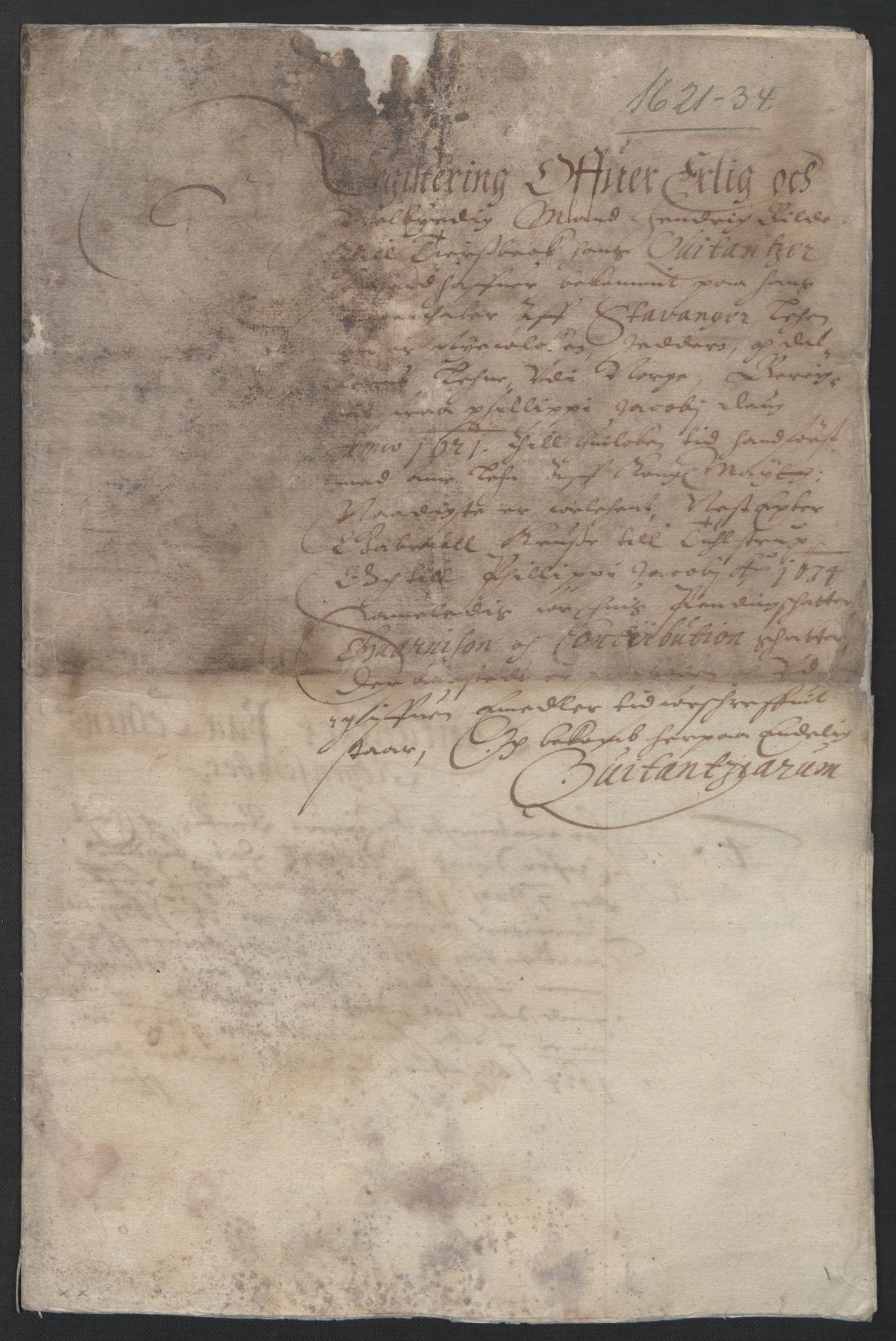 Rentekammeret inntil 1814, Reviderte regnskaper, Lensregnskaper, RA/EA-5023/R/Rb/Rbs/L0018: Stavanger len, 1621-1635