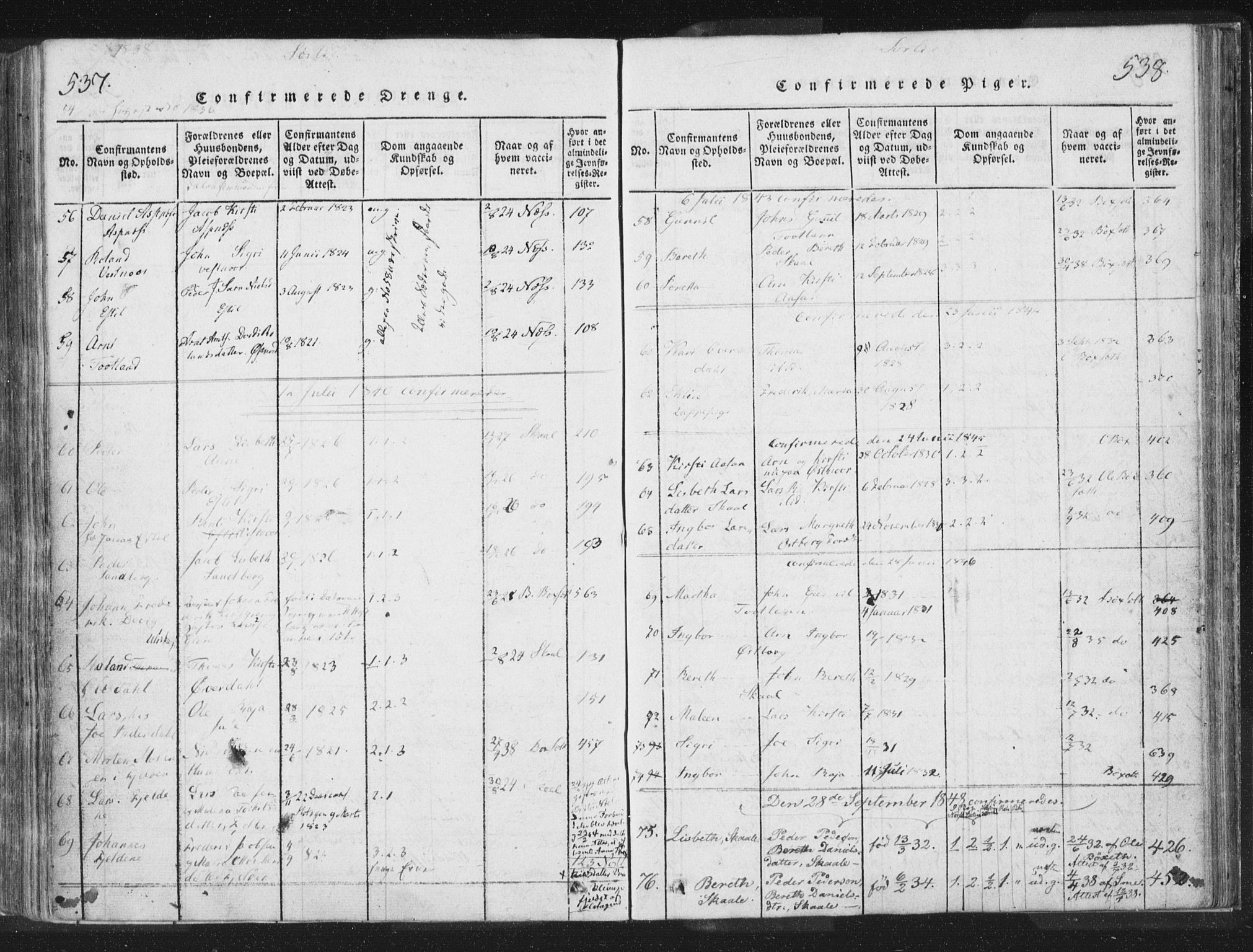 Ministerialprotokoller, klokkerbøker og fødselsregistre - Nord-Trøndelag, SAT/A-1458/755/L0491: Parish register (official) no. 755A01 /2, 1817-1864, p. 537-538
