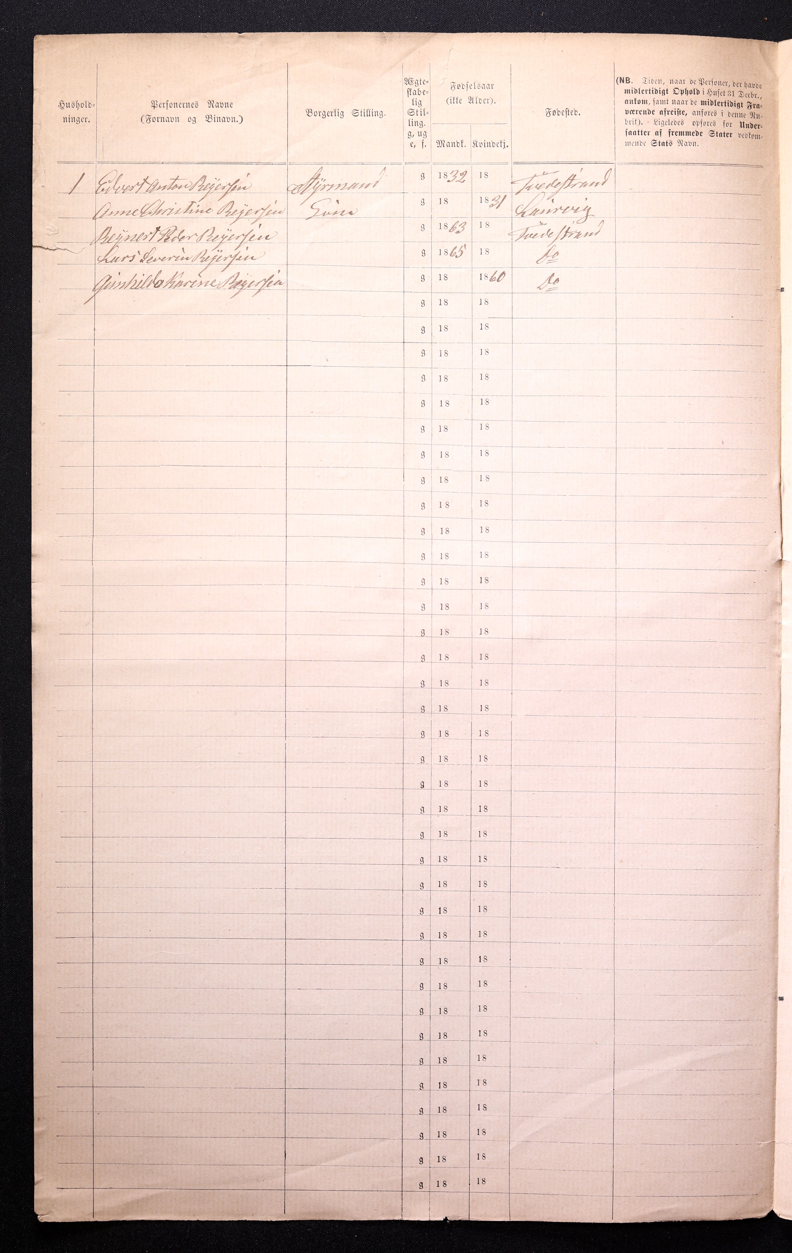 RA, 1870 census for 0902 Tvedestrand, 1870, p. 90