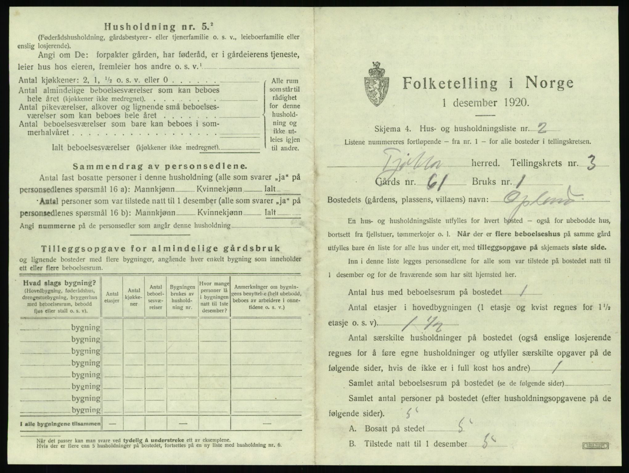 SAT, 1920 census for Tjøtta, 1920, p. 137