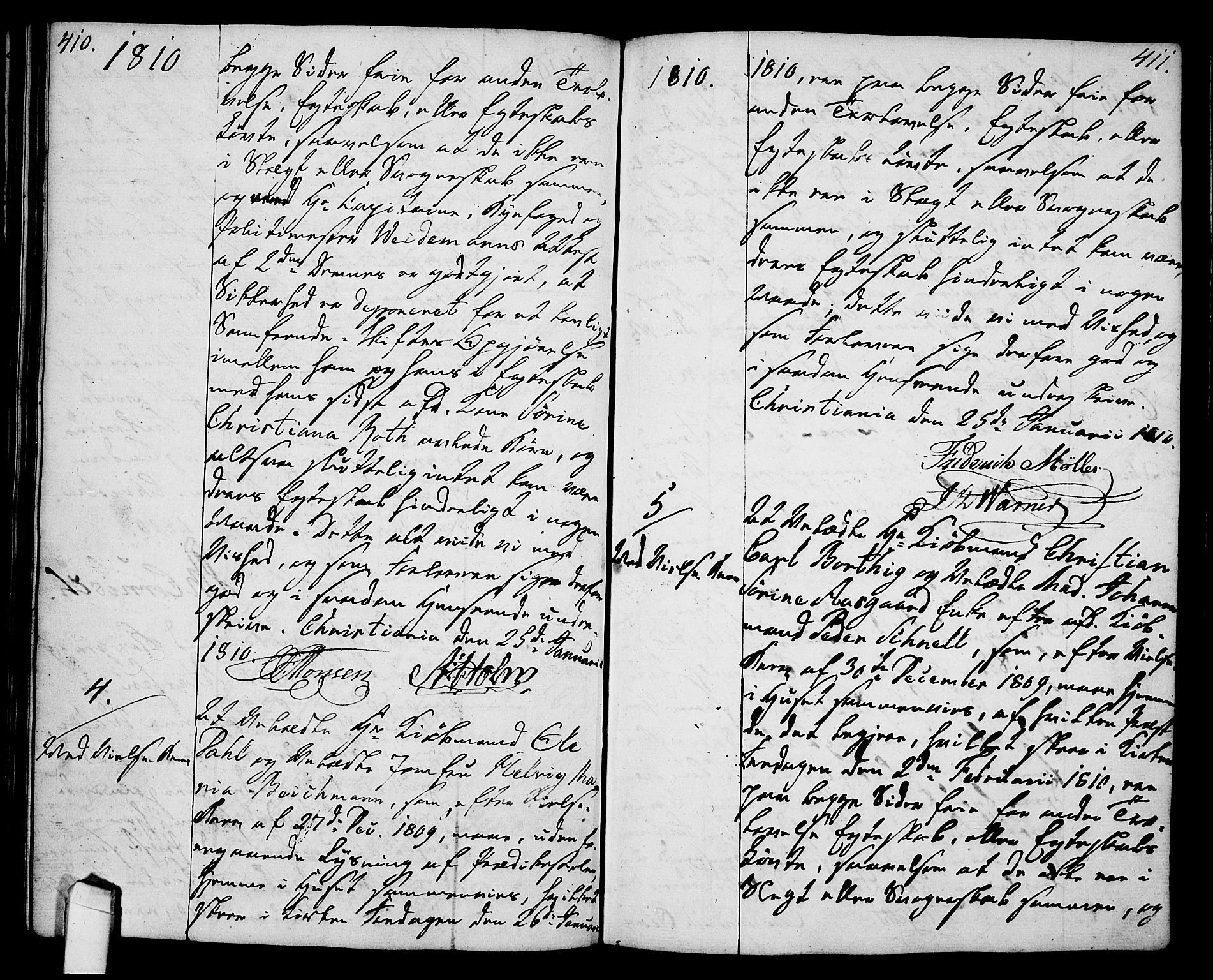 Oslo domkirke Kirkebøker, SAO/A-10752/L/La/L0011: Best man's statements no. 11, 1807-1819, p. 410-411