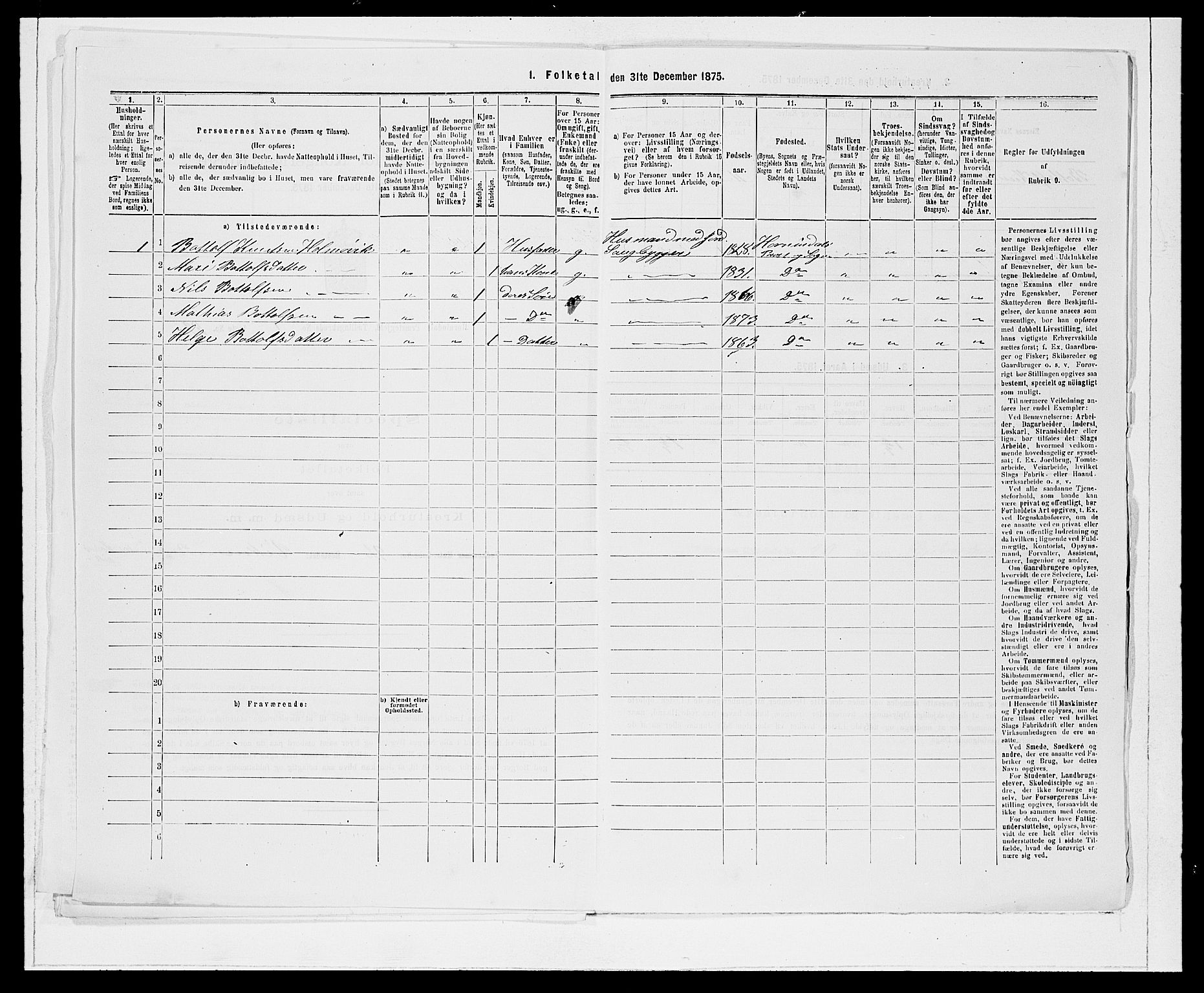 SAB, 1875 Census for 1444P Hornindal, 1875, p. 132