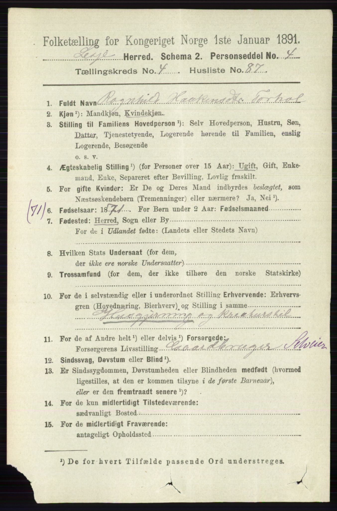 RA, 1891 census for 0512 Lesja, 1891, p. 1584