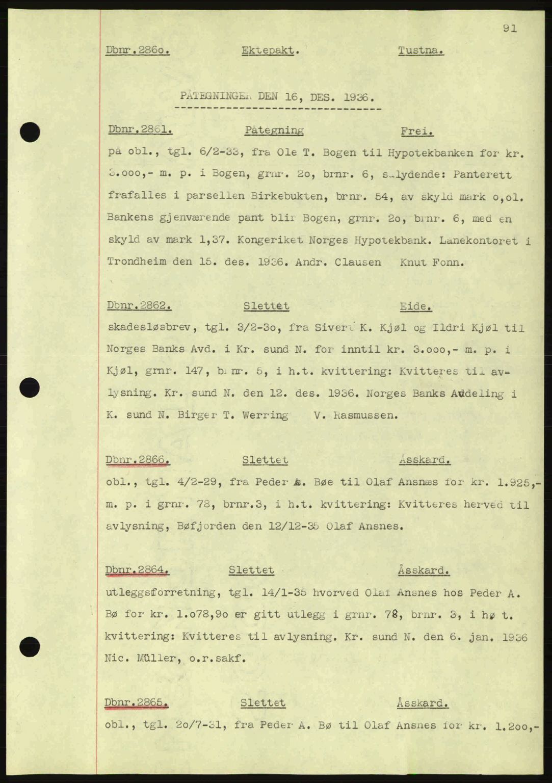 Nordmøre sorenskriveri, AV/SAT-A-4132/1/2/2Ca: Mortgage book no. C80, 1936-1939, Diary no: : 2860/1936