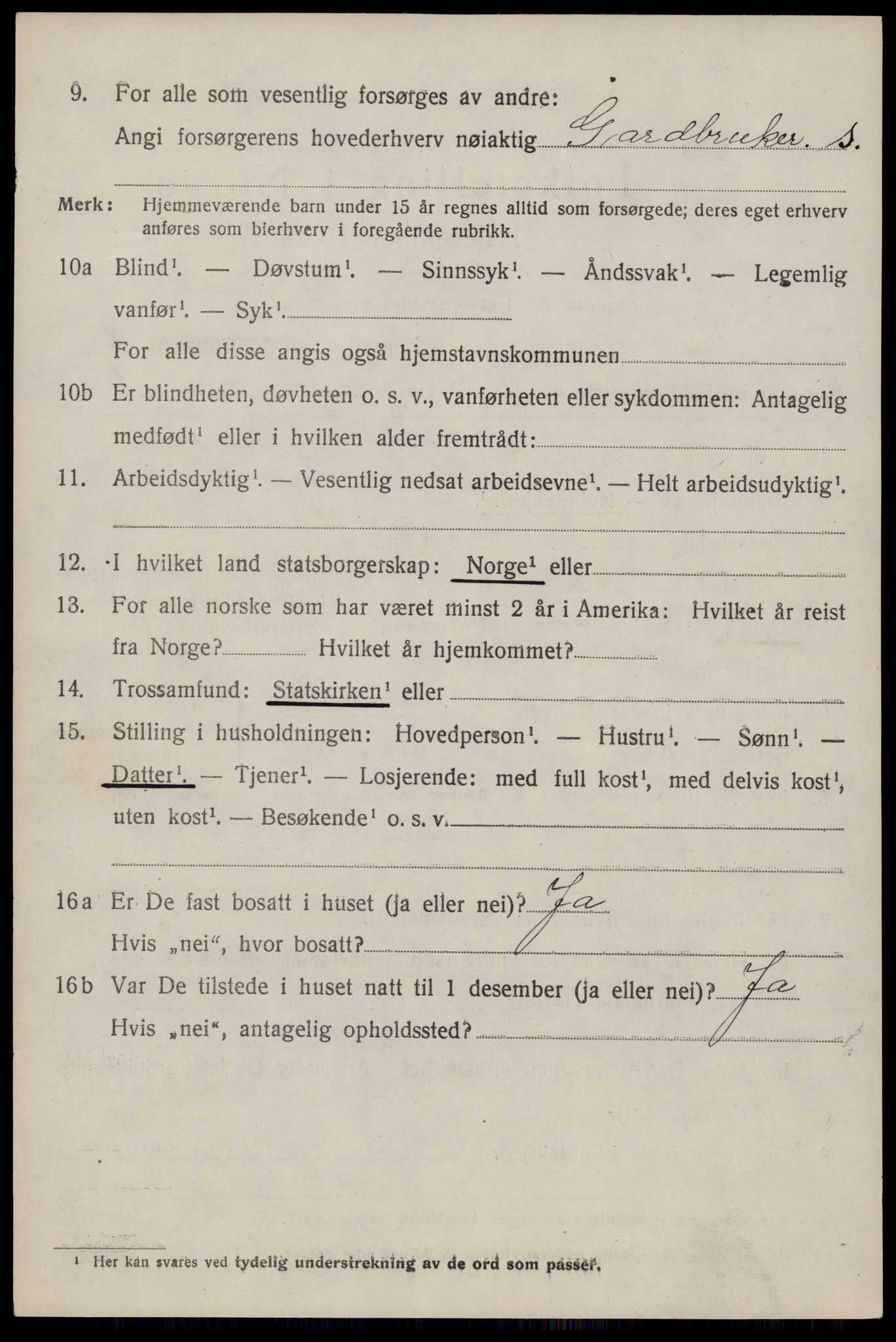 SAKO, 1920 census for Fyresdal, 1920, p. 3320