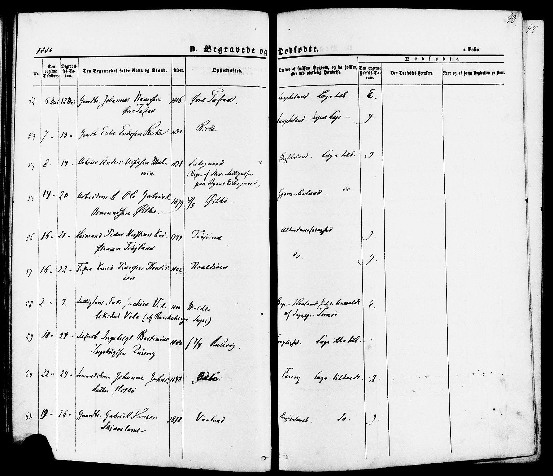 Hetland sokneprestkontor, AV/SAST-A-101826/30/30BA/L0006: Parish register (official) no. A 6, 1869-1884, p. 93