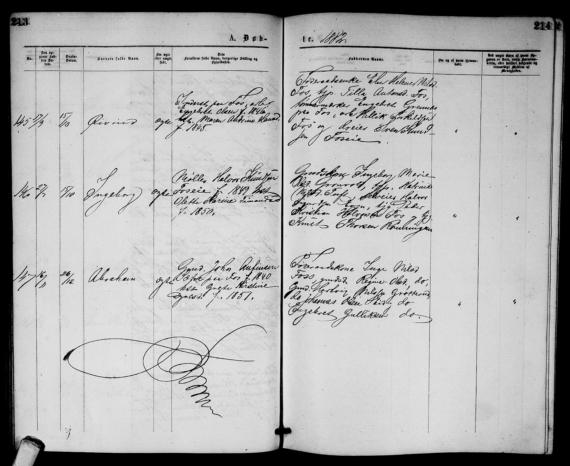 Sandsvær kirkebøker, AV/SAKO-A-244/G/Gb/L0001: Parish register (copy) no. II 1, 1874-1885, p. 213-214