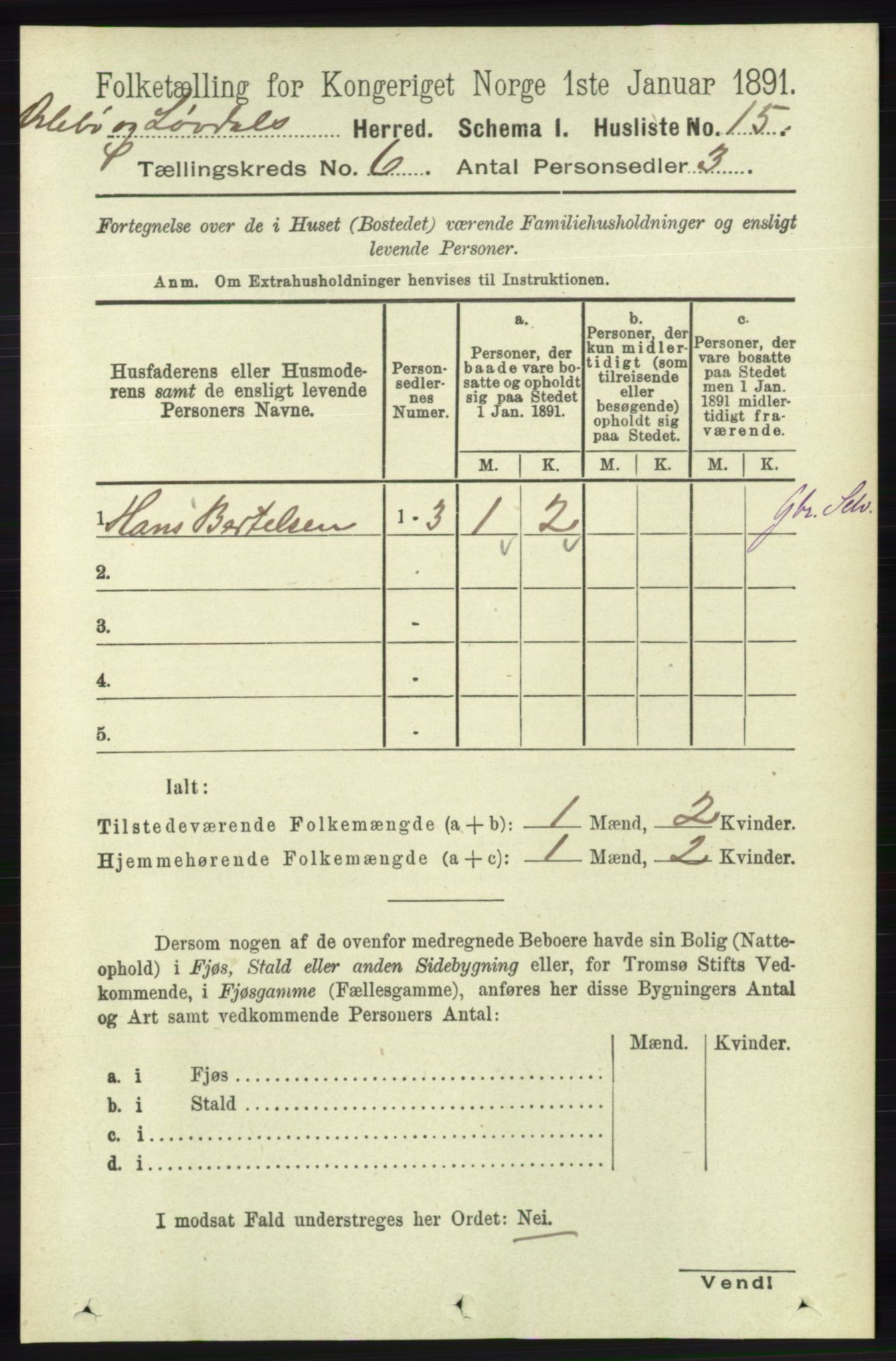 RA, 1891 census for 1021 Øyslebø og Laudal, 1891, p. 1659