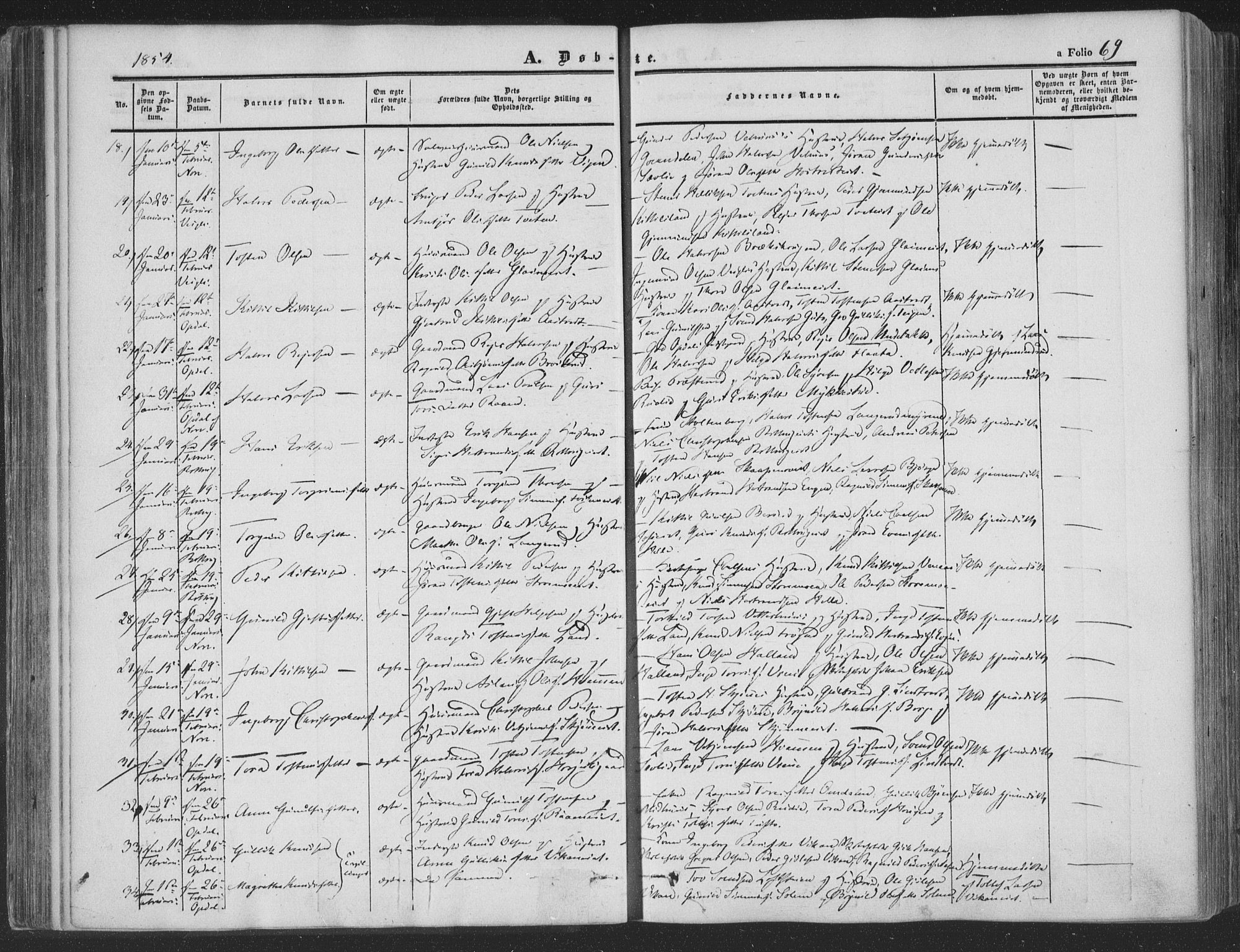Rollag kirkebøker, SAKO/A-240/F/Fa/L0008: Parish register (official) no. I 8, 1847-1860, p. 69
