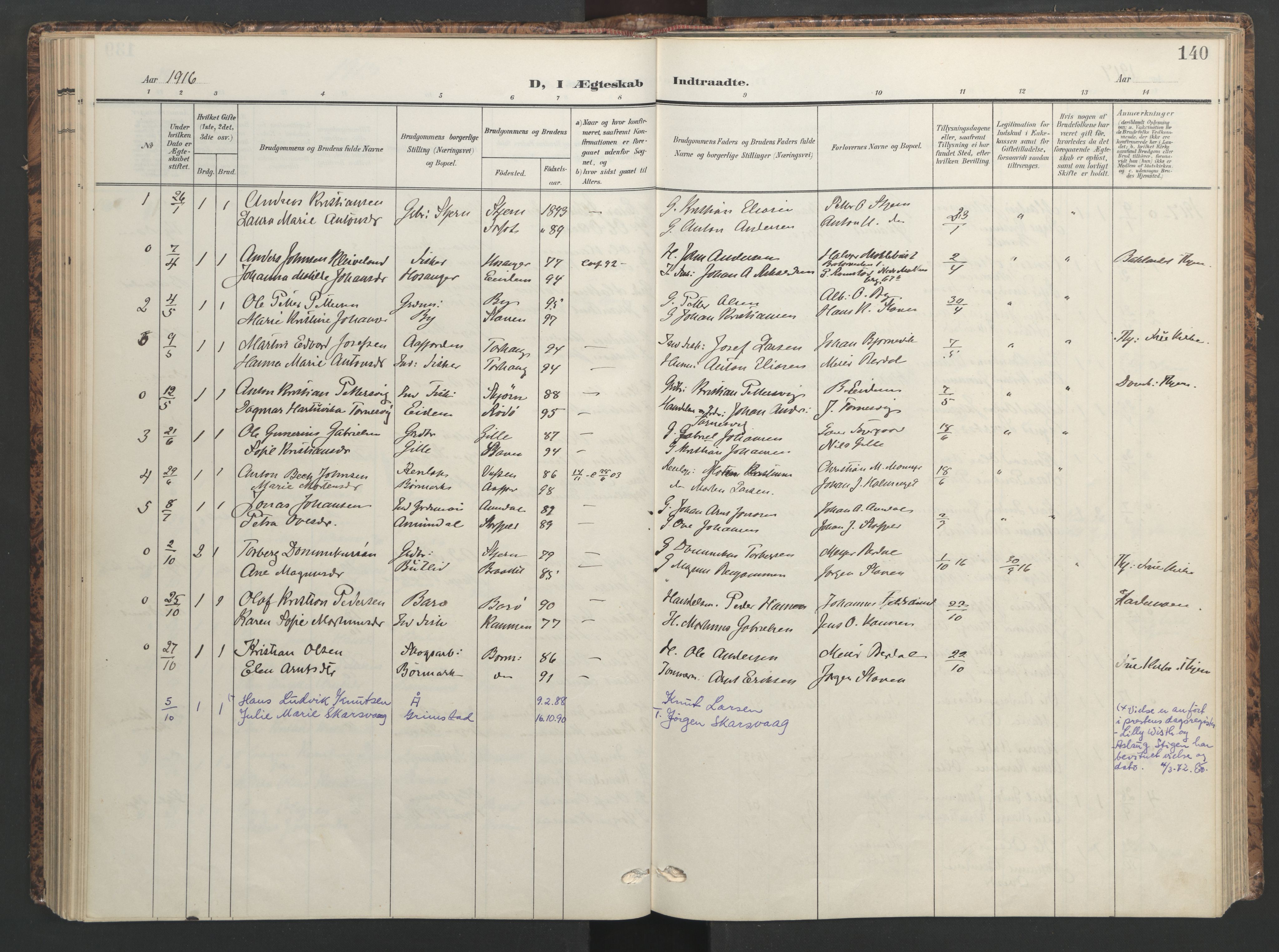 Ministerialprotokoller, klokkerbøker og fødselsregistre - Sør-Trøndelag, SAT/A-1456/655/L0682: Parish register (official) no. 655A11, 1908-1922, p. 140