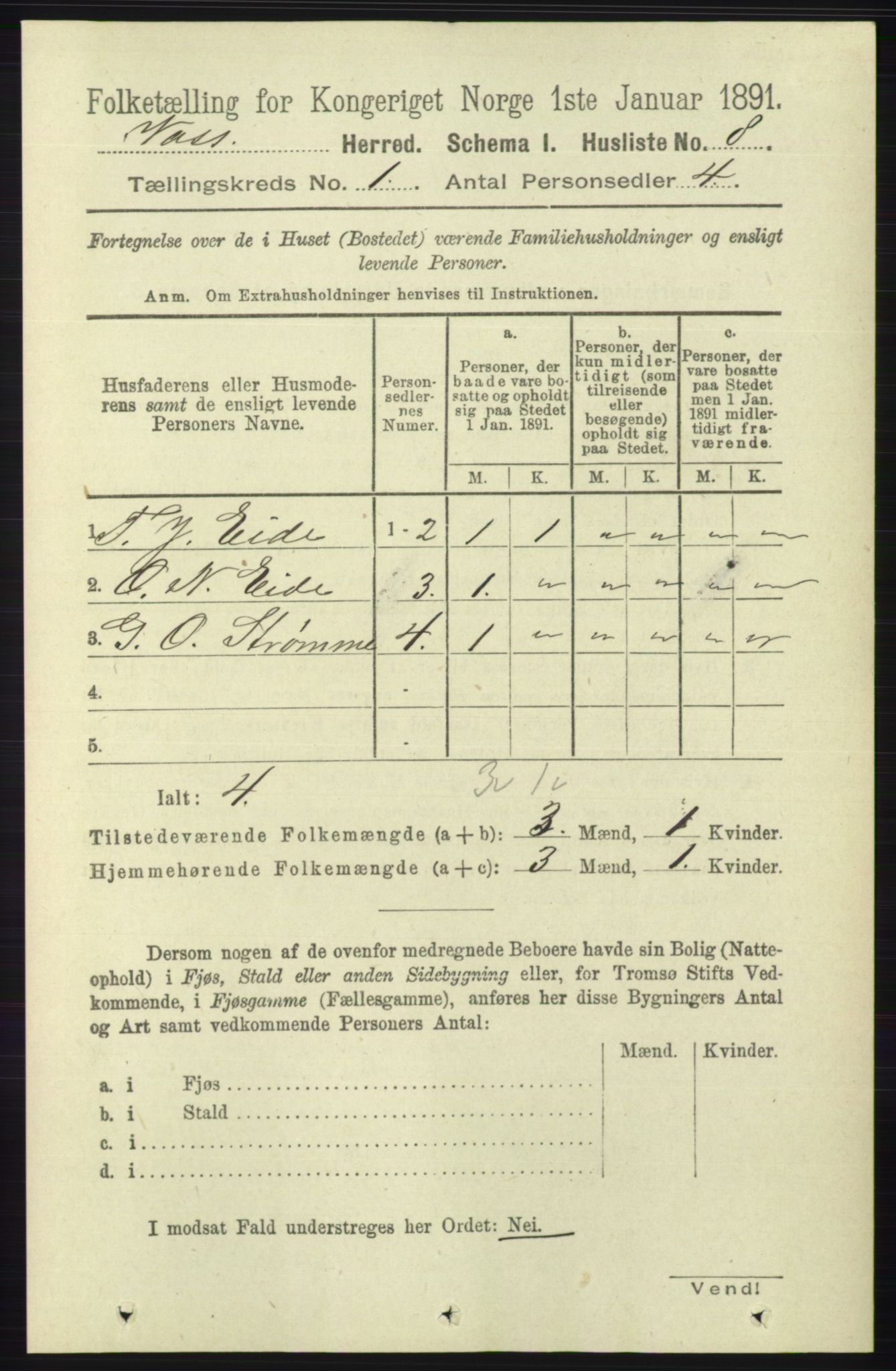 RA, 1891 census for 1235 Voss, 1891, p. 47