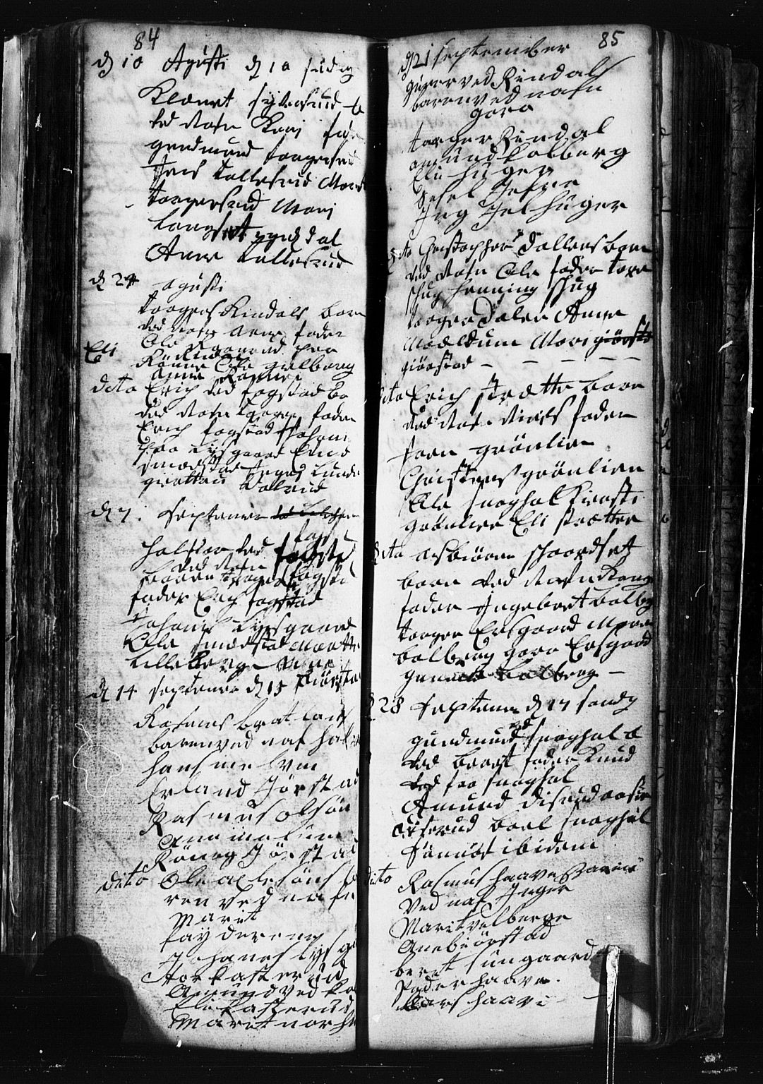 Fåberg prestekontor, AV/SAH-PREST-086/H/Ha/Hab/L0001: Parish register (copy) no. 1, 1727-1767, p. 84-85