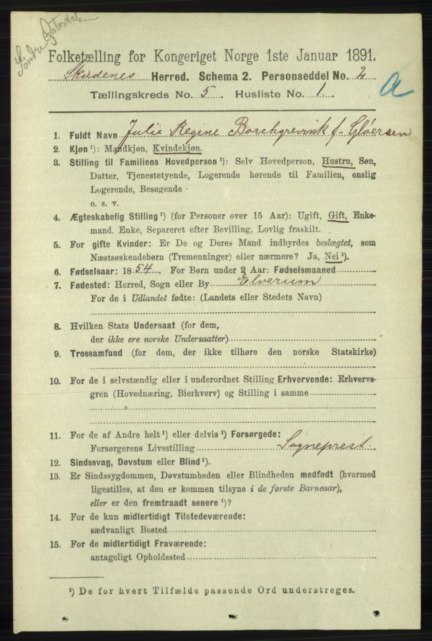 RA, 1891 census for 1150 Skudenes, 1891, p. 2526