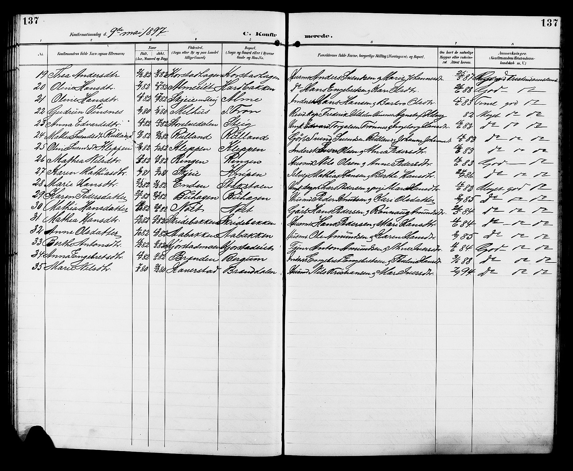Sør-Fron prestekontor, SAH/PREST-010/H/Ha/Hab/L0004: Parish register (copy) no. 4, 1896-1911, p. 137