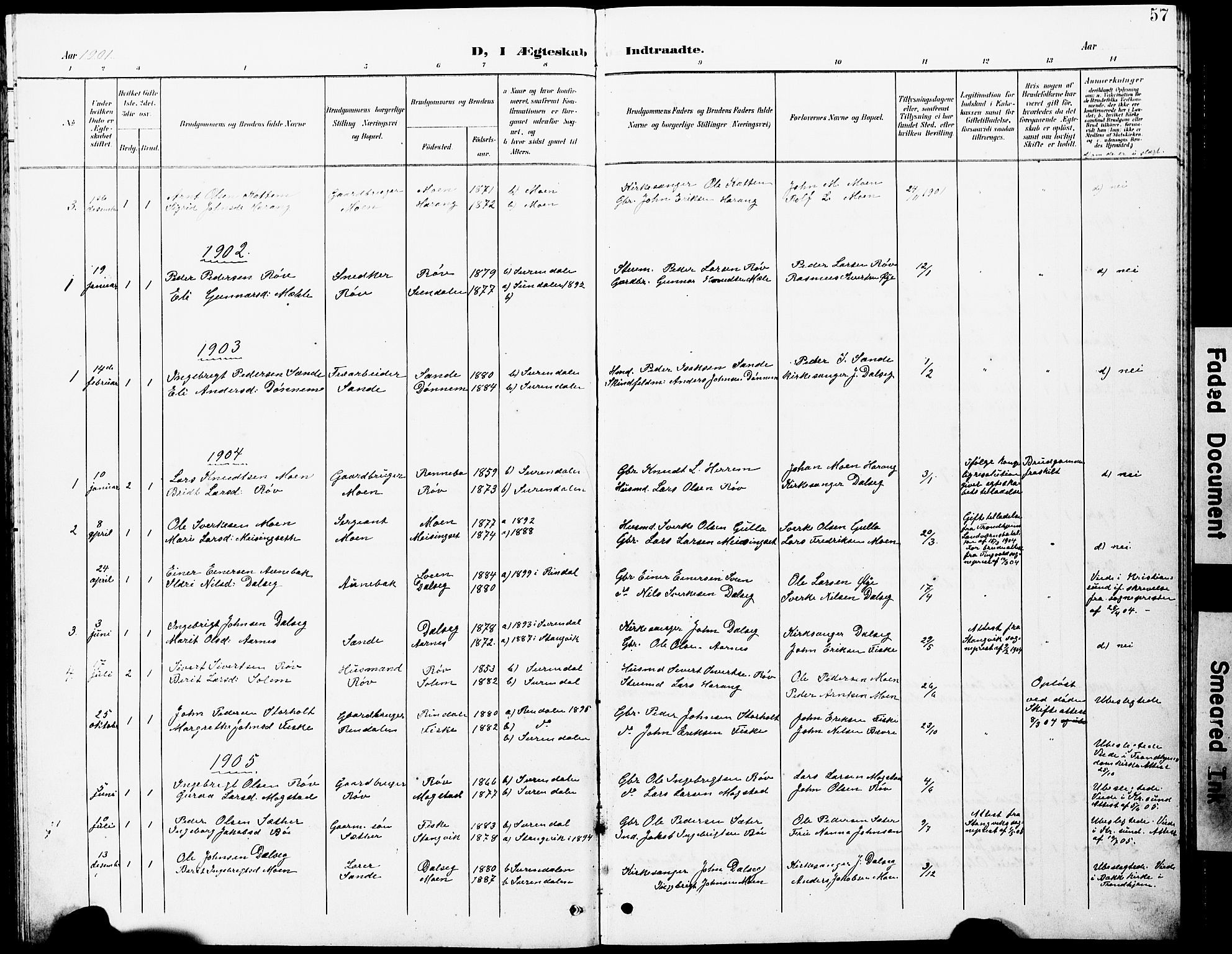 Ministerialprotokoller, klokkerbøker og fødselsregistre - Møre og Romsdal, SAT/A-1454/597/L1065: Parish register (copy) no. 597C02, 1899-1930, p. 57