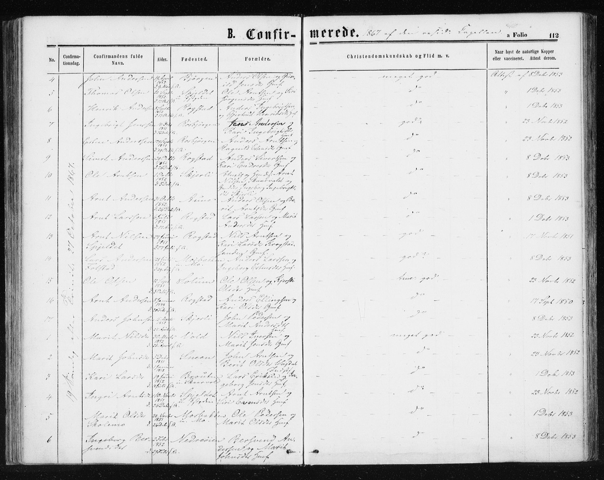 Ministerialprotokoller, klokkerbøker og fødselsregistre - Sør-Trøndelag, SAT/A-1456/687/L1001: Parish register (official) no. 687A07, 1863-1878, p. 112
