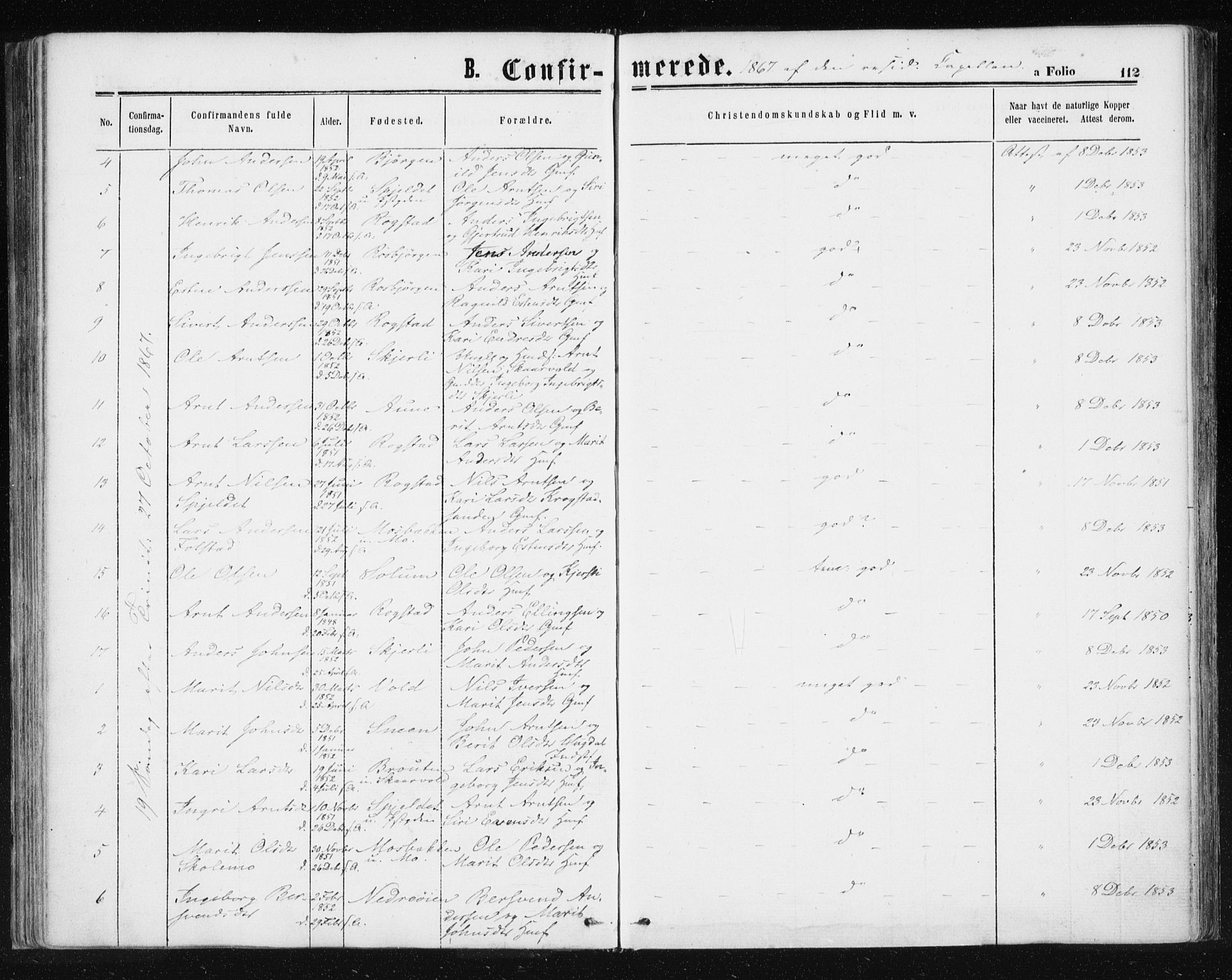 Ministerialprotokoller, klokkerbøker og fødselsregistre - Sør-Trøndelag, AV/SAT-A-1456/687/L1001: Parish register (official) no. 687A07, 1863-1878, p. 112