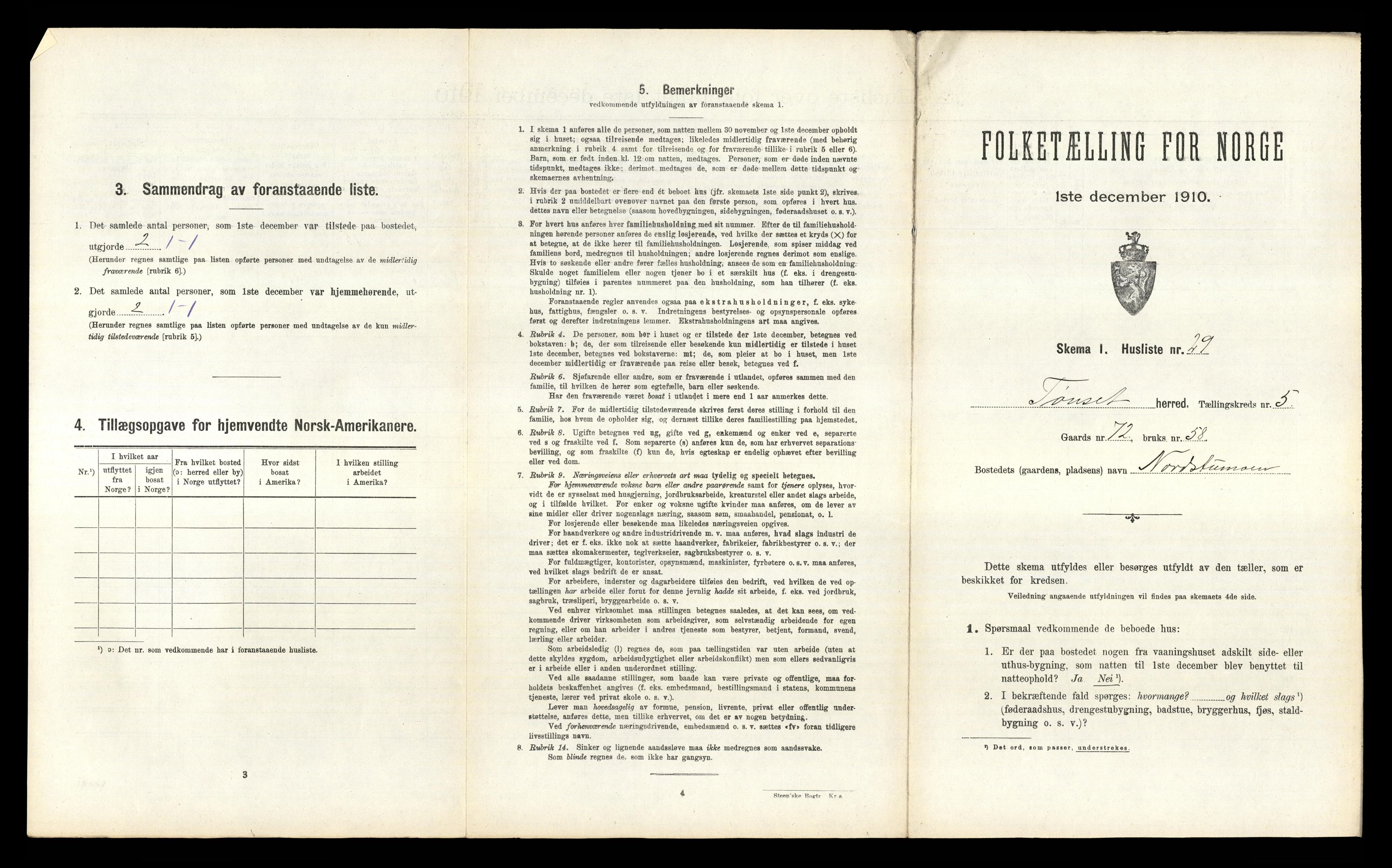 RA, 1910 census for Tynset, 1910, p. 711