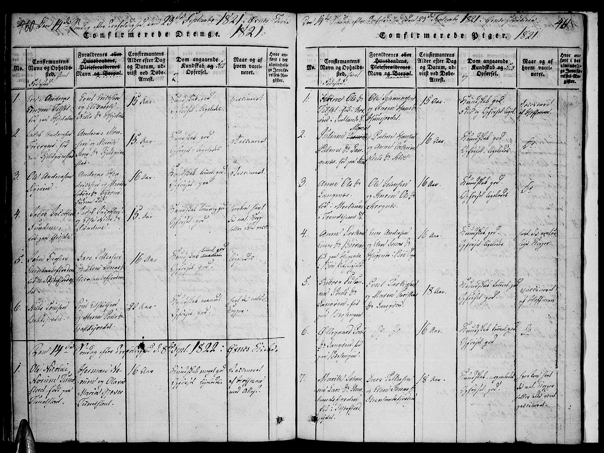 Ministerialprotokoller, klokkerbøker og fødselsregistre - Nordland, SAT/A-1459/893/L1331: Parish register (official) no. 893A04, 1820-1840, p. 460-461