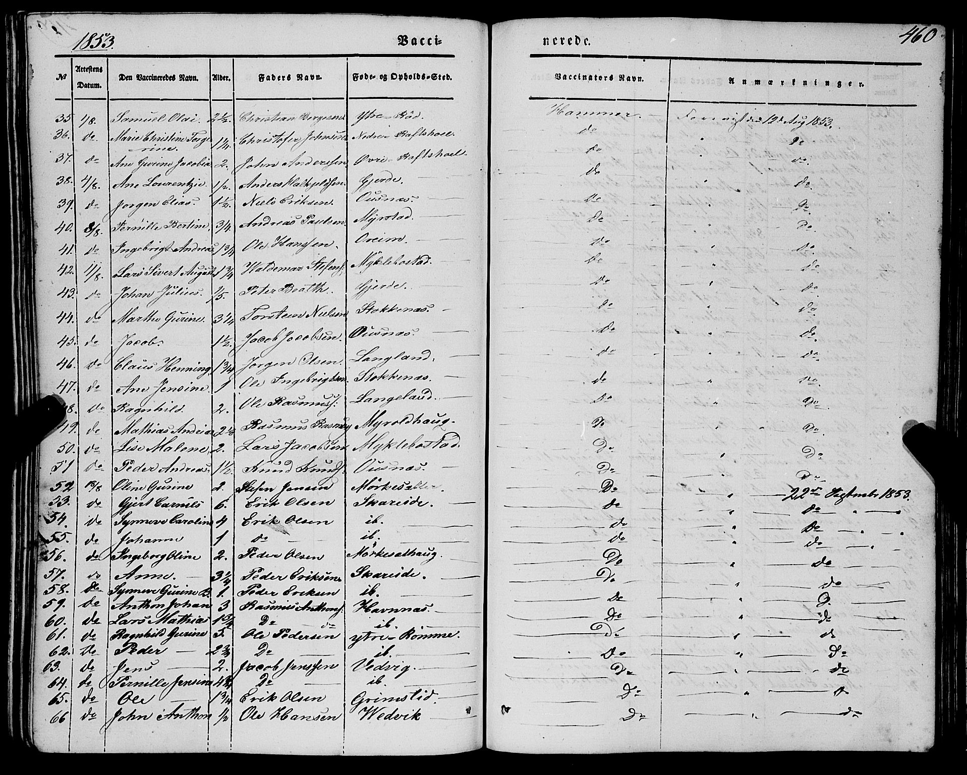 Eid sokneprestembete, AV/SAB-A-82301/H/Haa/Haaa/L0007: Parish register (official) no. A 7, 1844-1858, p. 460