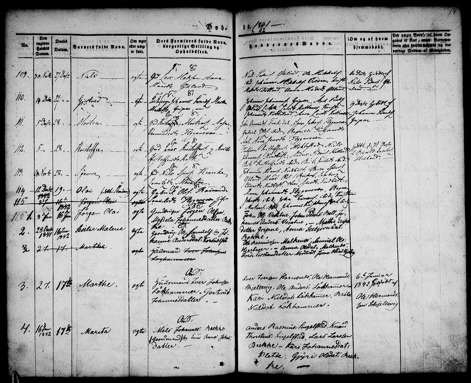 Tysnes sokneprestembete, AV/SAB-A-78601/H/Haa: Parish register (official) no. A 9, 1837-1848, p. 64