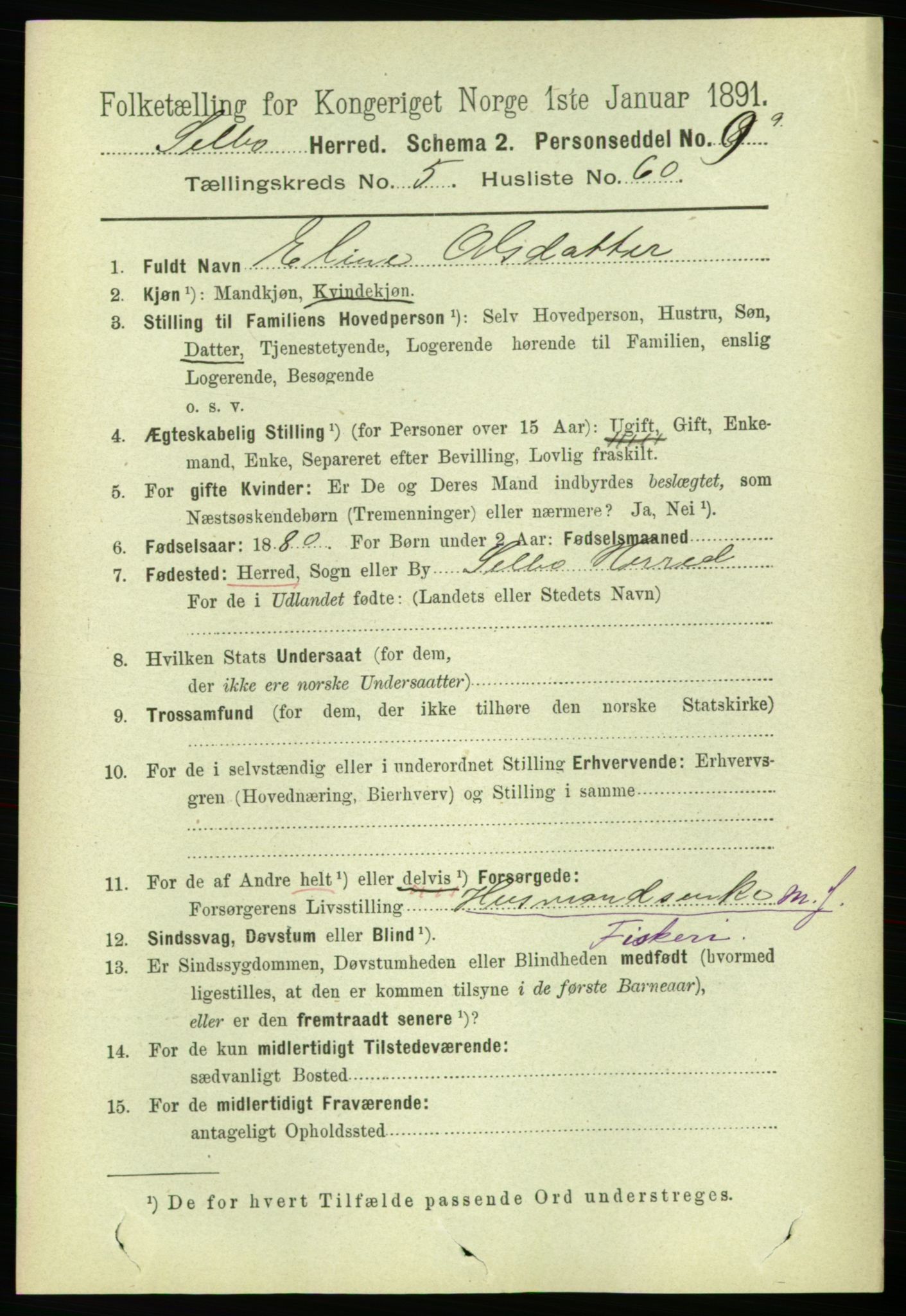 RA, 1891 census for 1664 Selbu, 1891, p. 2049