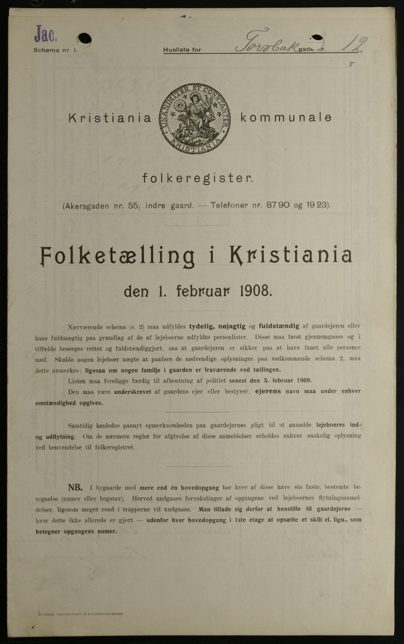 OBA, Municipal Census 1908 for Kristiania, 1908, p. 103627