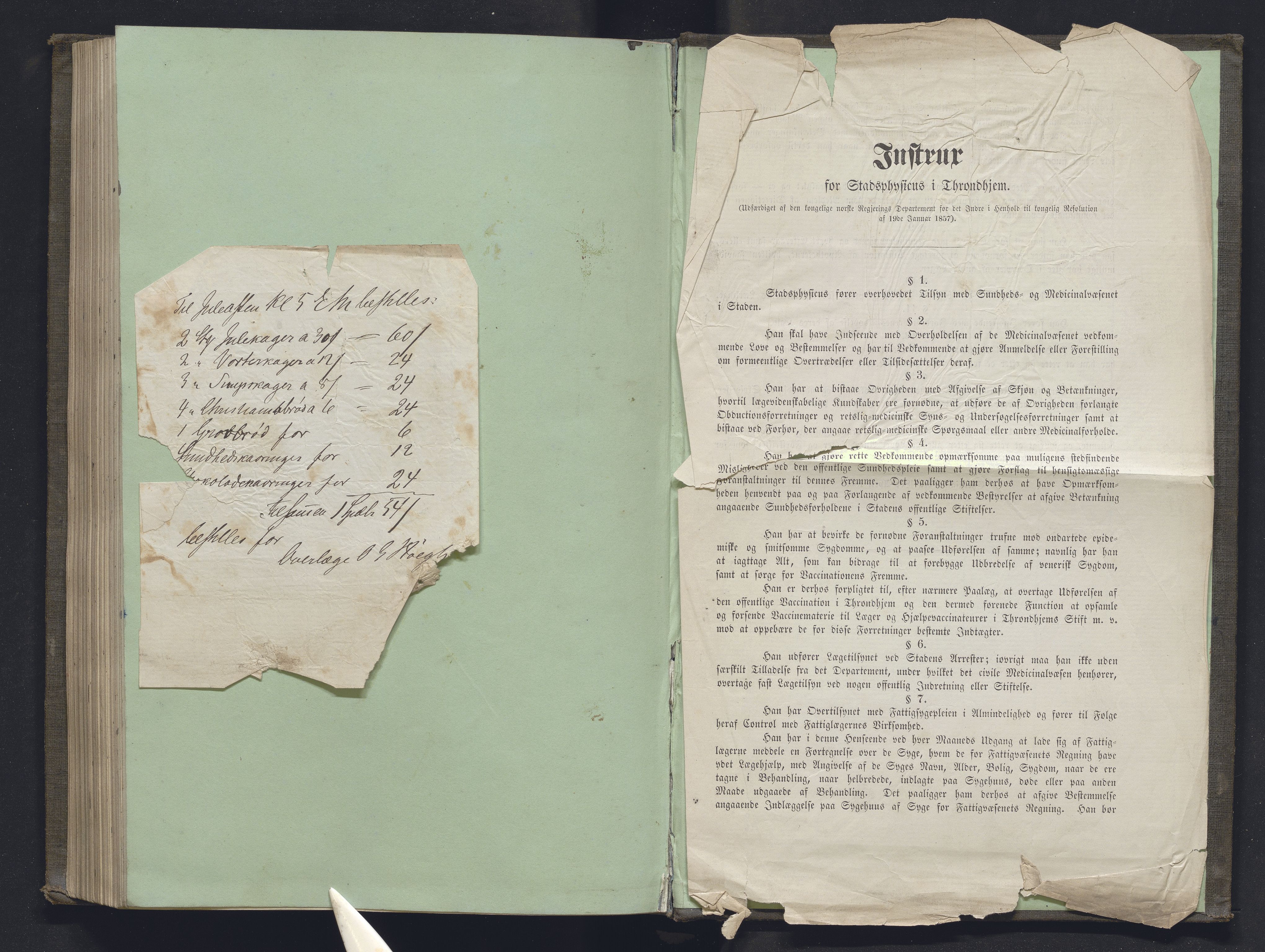 Lepraarkiver - Overlegen for den spedalske sykdom, AV/SAB-A-61001/B.b/L0001: Kopibok, 1854-1858