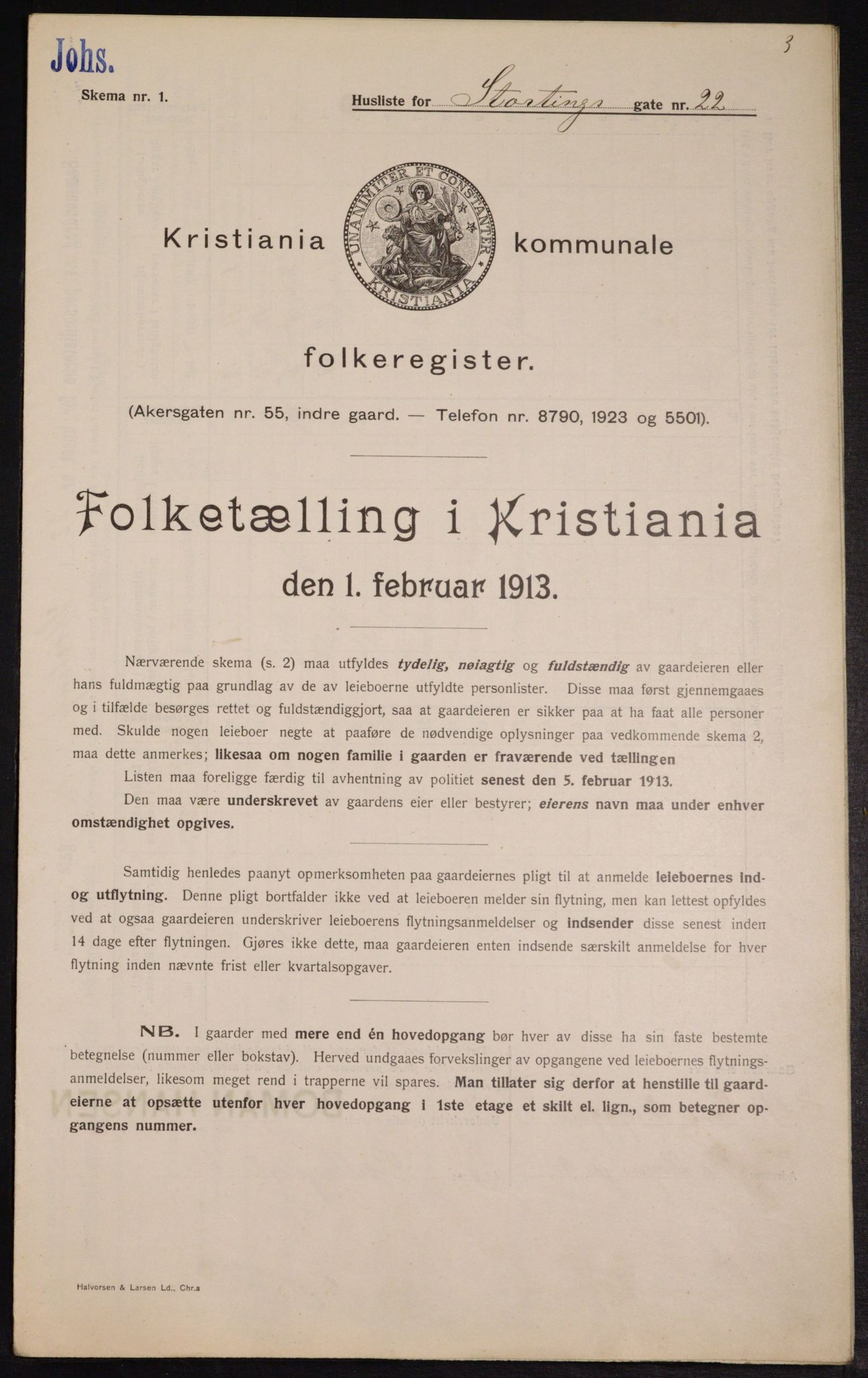 OBA, Municipal Census 1913 for Kristiania, 1913, p. 103662