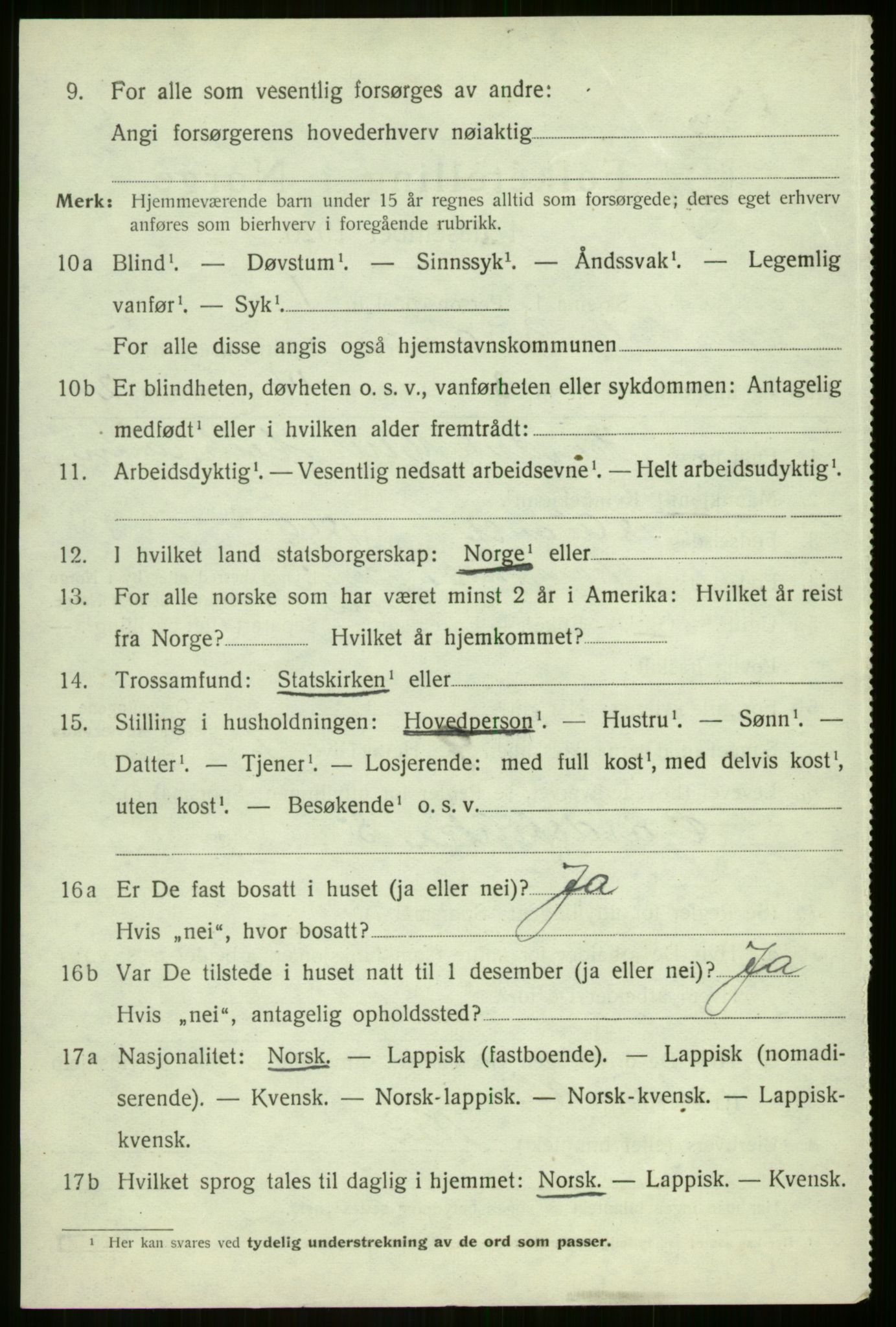 SATØ, 1920 census for Berg, 1920, p. 2445