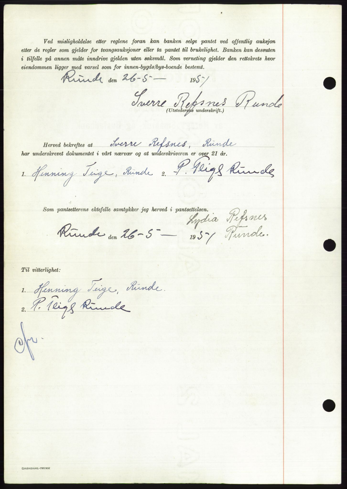 Søre Sunnmøre sorenskriveri, AV/SAT-A-4122/1/2/2C/L0120: Mortgage book no. 8B, 1951-1951, Diary no: : 1037/1951