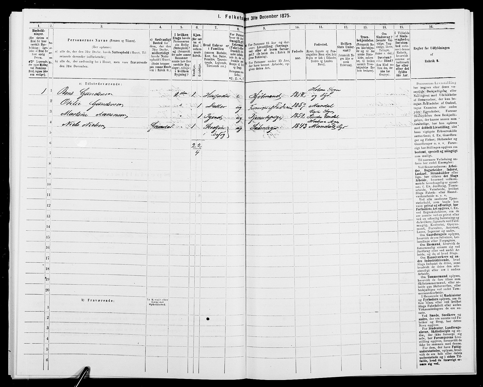 SAK, 1875 census for 1002B Mandal/Mandal, 1875, p. 308
