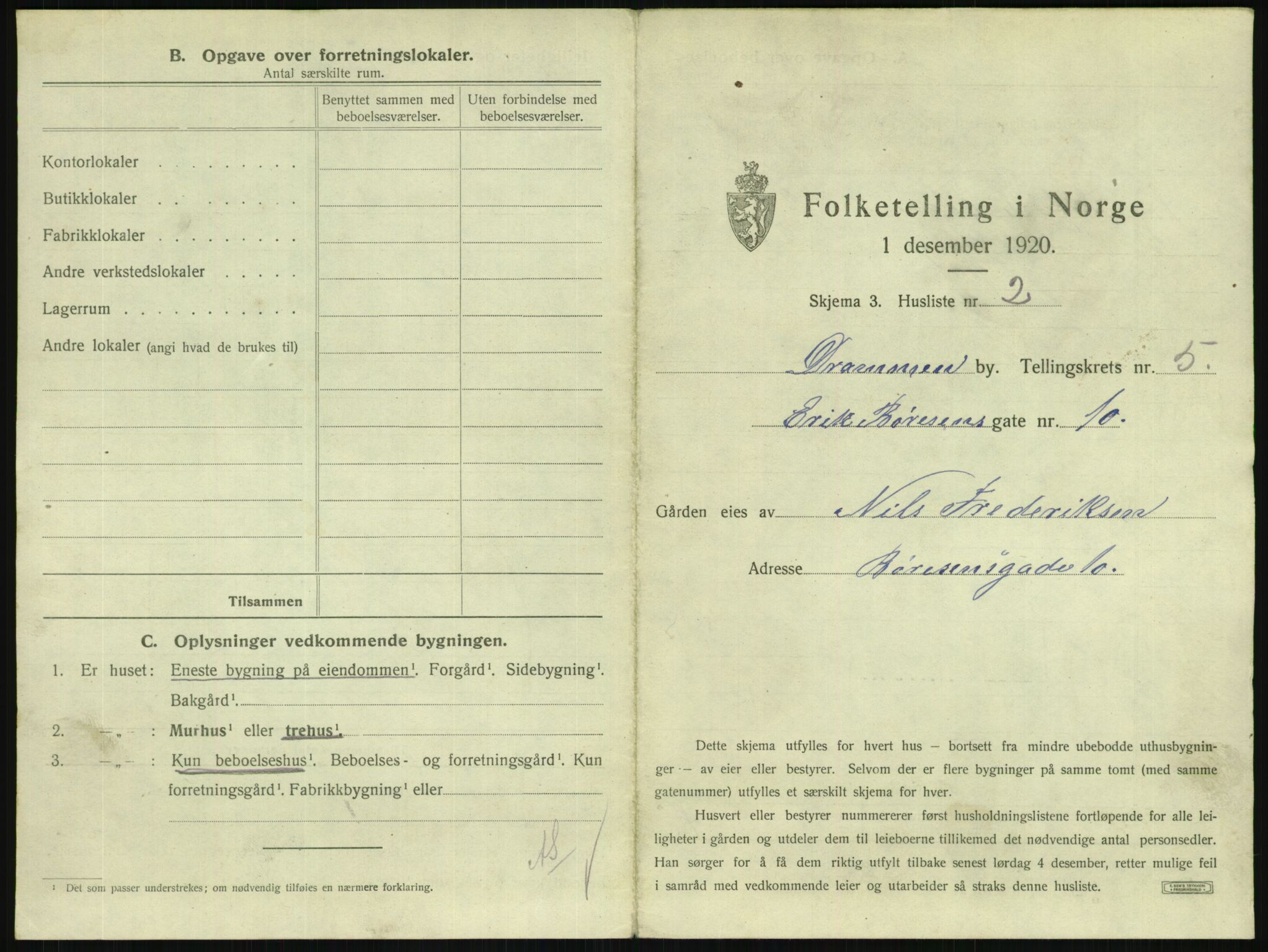 SAKO, 1920 census for Drammen, 1920, p. 2090