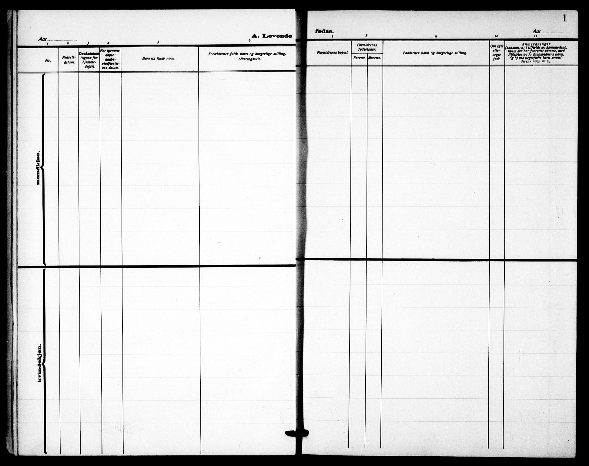 Drøbak prestekontor Kirkebøker, AV/SAO-A-10142a/G/Gb/L0002: Parish register (copy) no. II 2, 1919-1939, p. 1